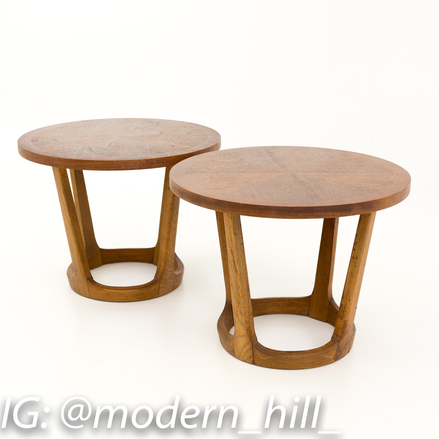 Adrian Pearsall for Lane Mid Century Round Side End Tables