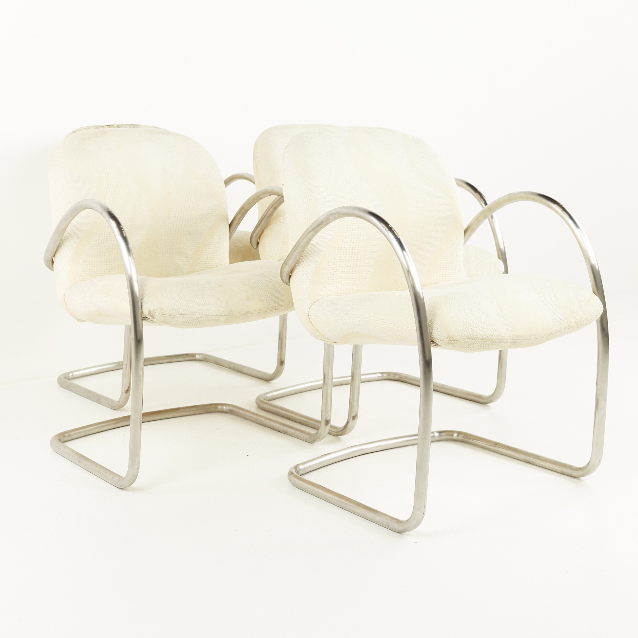 DIA Mid Century Chrome Cantilever Dining Chairs - Set of 4
