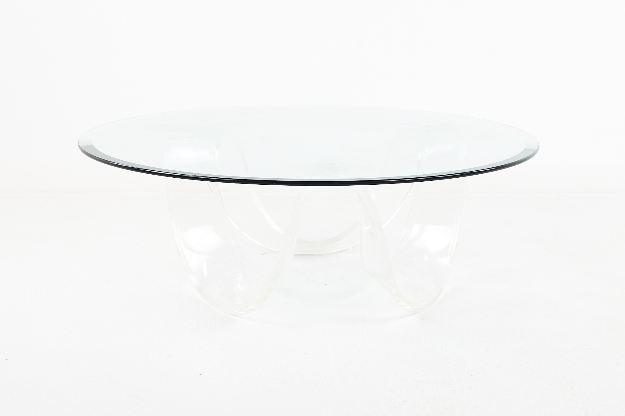Mid Century Glass and Acrylic Ribbon Coffee Table
