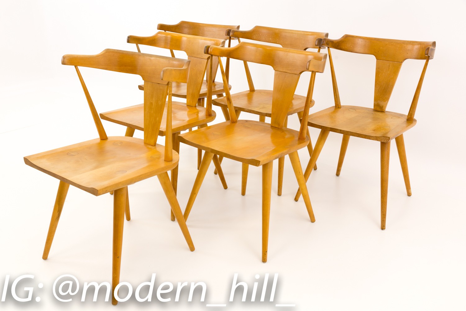 Paul Mccobb for Planner Group Mid Century Blonde Wood Dining Chairs Set of 6
