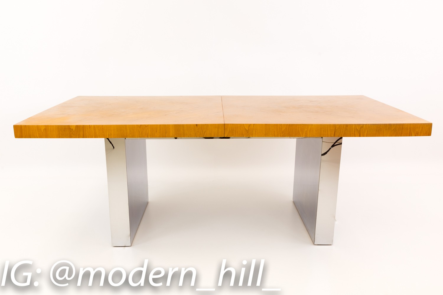 Milo Baughman for Thayer Coggin Extra Long Mid Century Modern Chrome Base Parquetry Dining Table