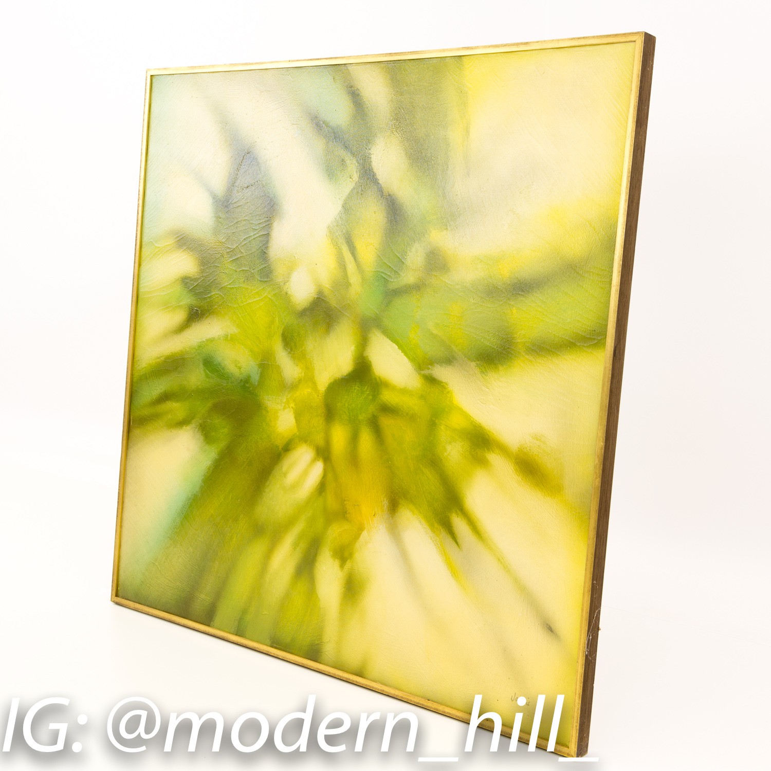 Sgng Jarvis Mid Century Modern Vintage Green Abstract Oil Painting Wall Art