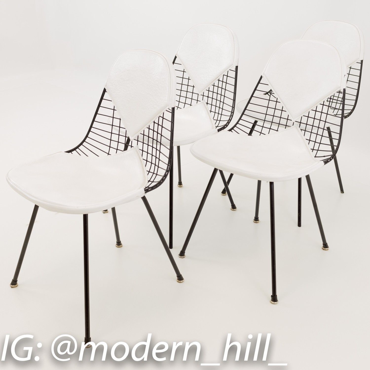 Eames for Herman Miller Mid Century Modern Bikini Chair on X-base Set of 4
