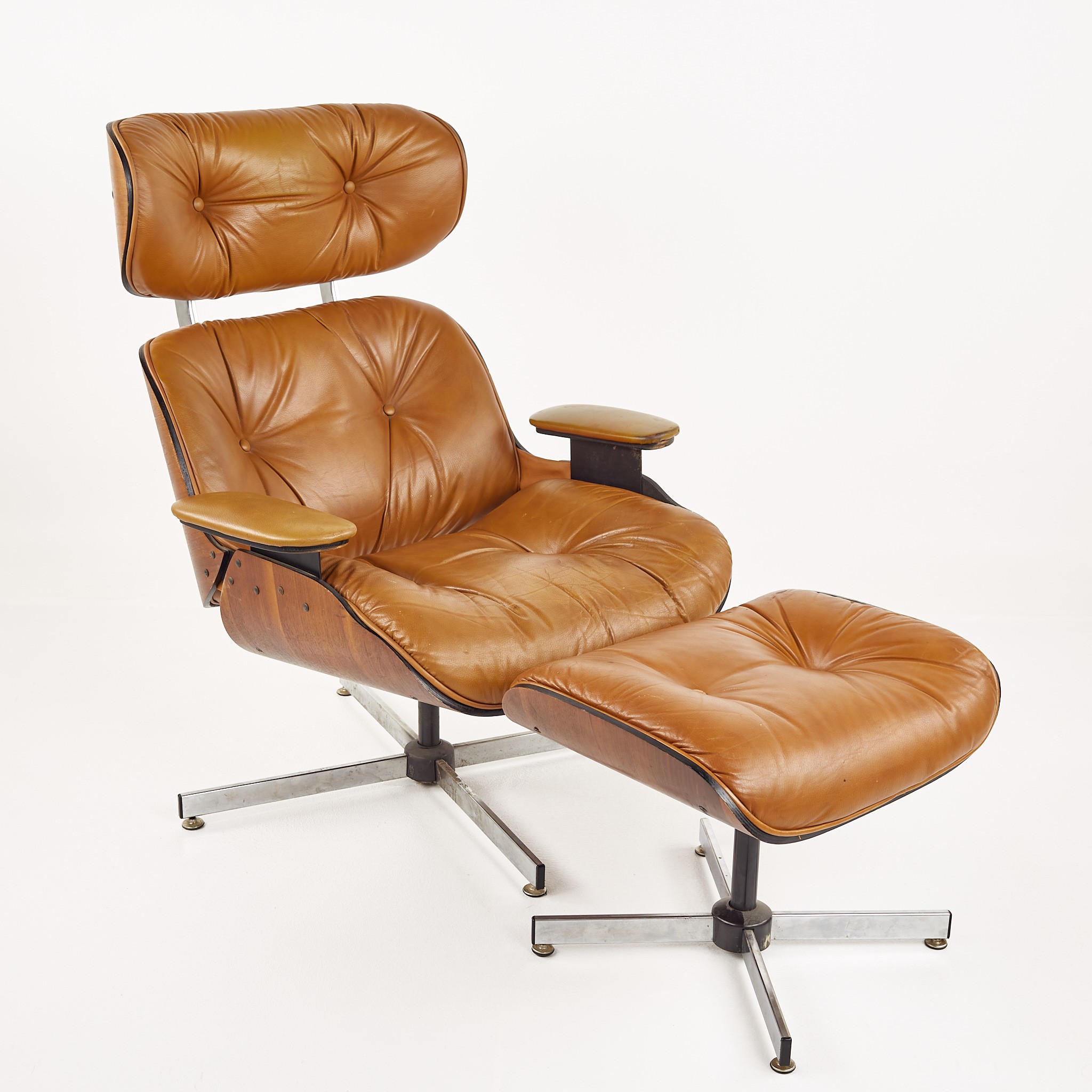 Plycraft Mid Century Lounge Chair and Ottoman Mid Century Modern