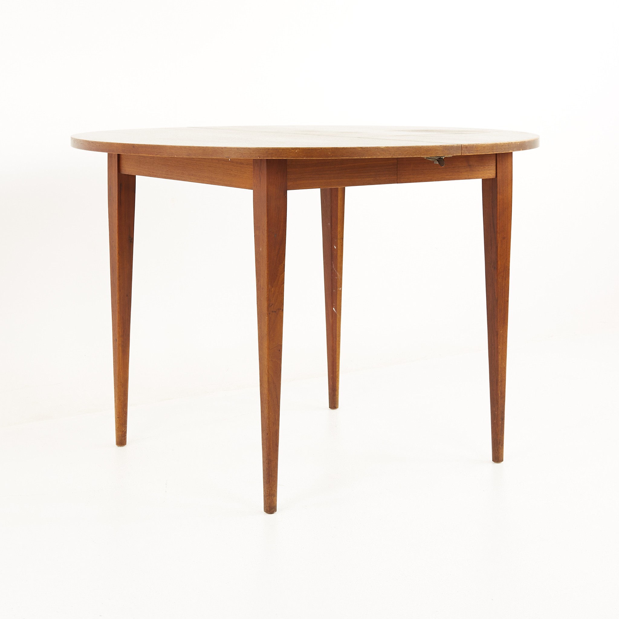 Norman Cherner for Plycraft Mid Century Round Walnut Expanding Dining Table