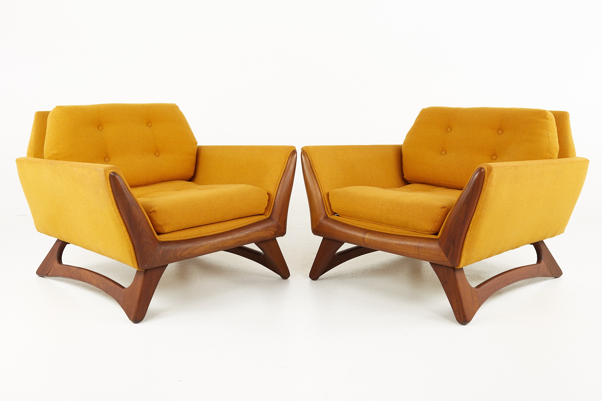 Adrian Pearsall Mid Century Orange Lounge Chairs - Pair