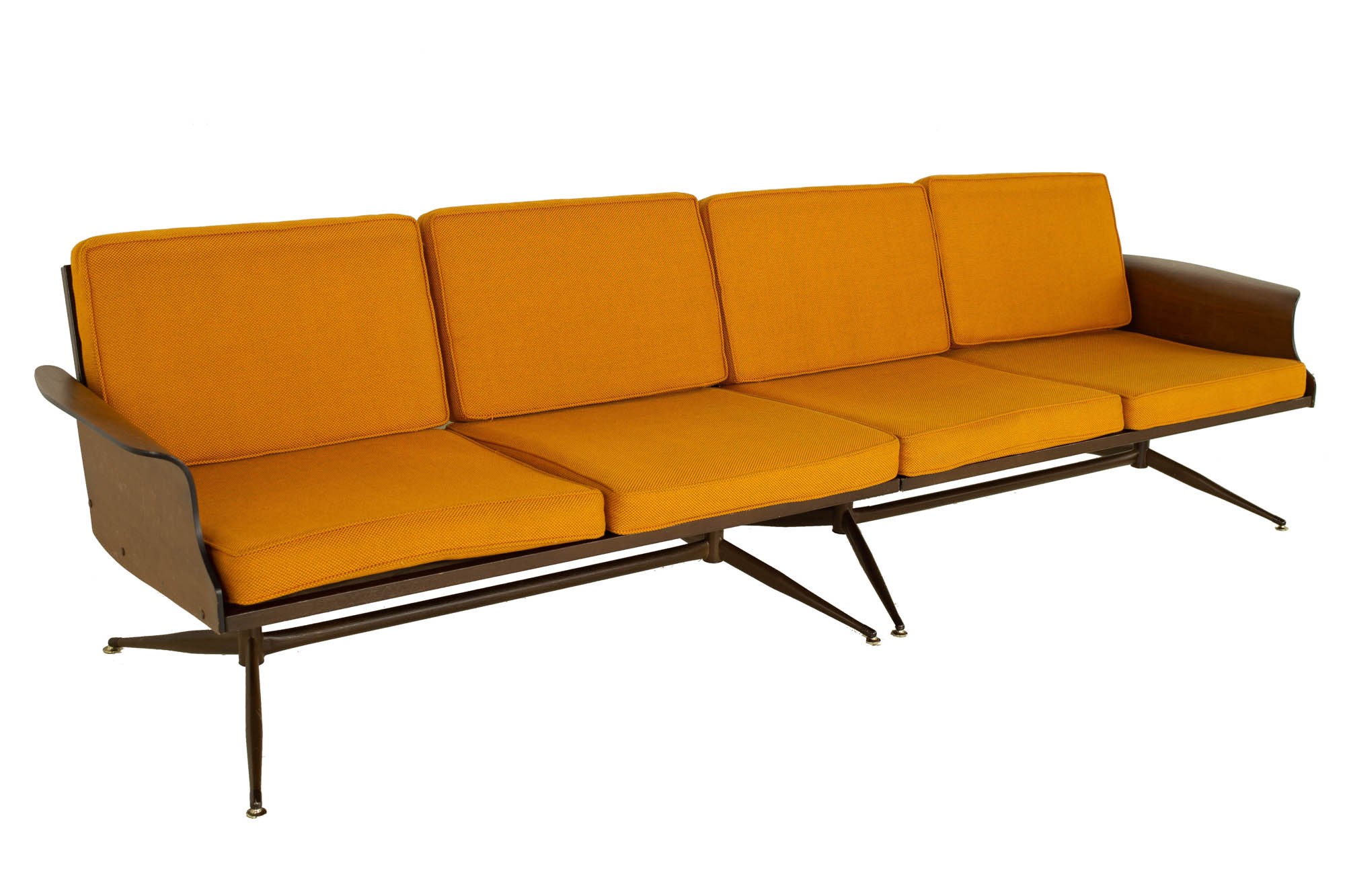 Mid Century 2 Piece Metal and Bentwood Sectional Sofa