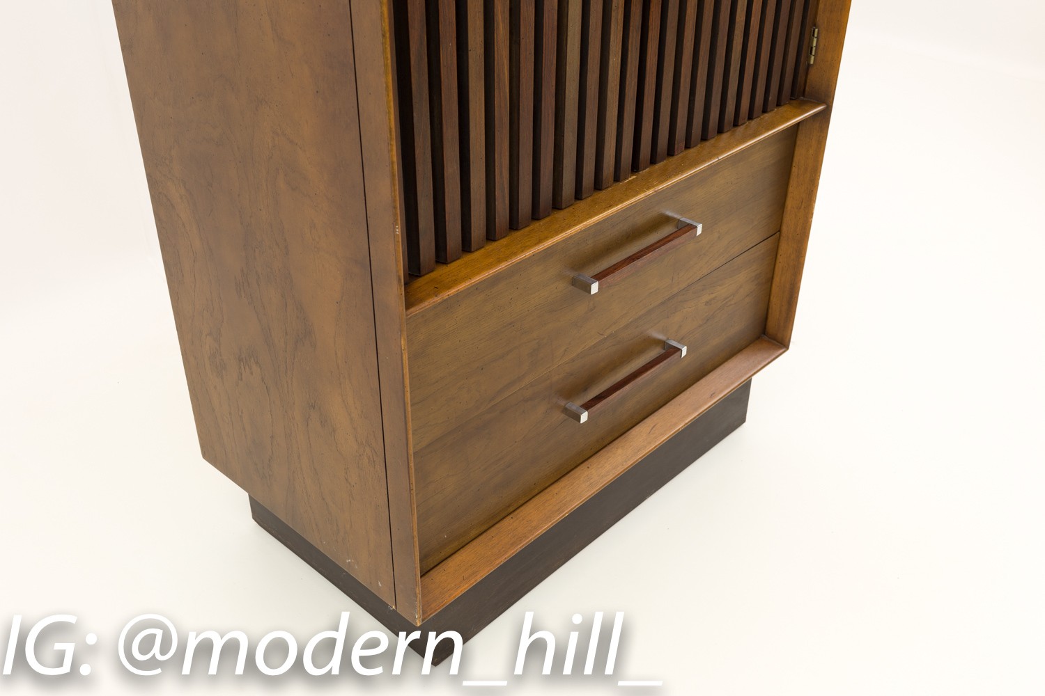 Lane Tower Suite Walnut and Rosewood Mid Century Armoire Highboy Dresser