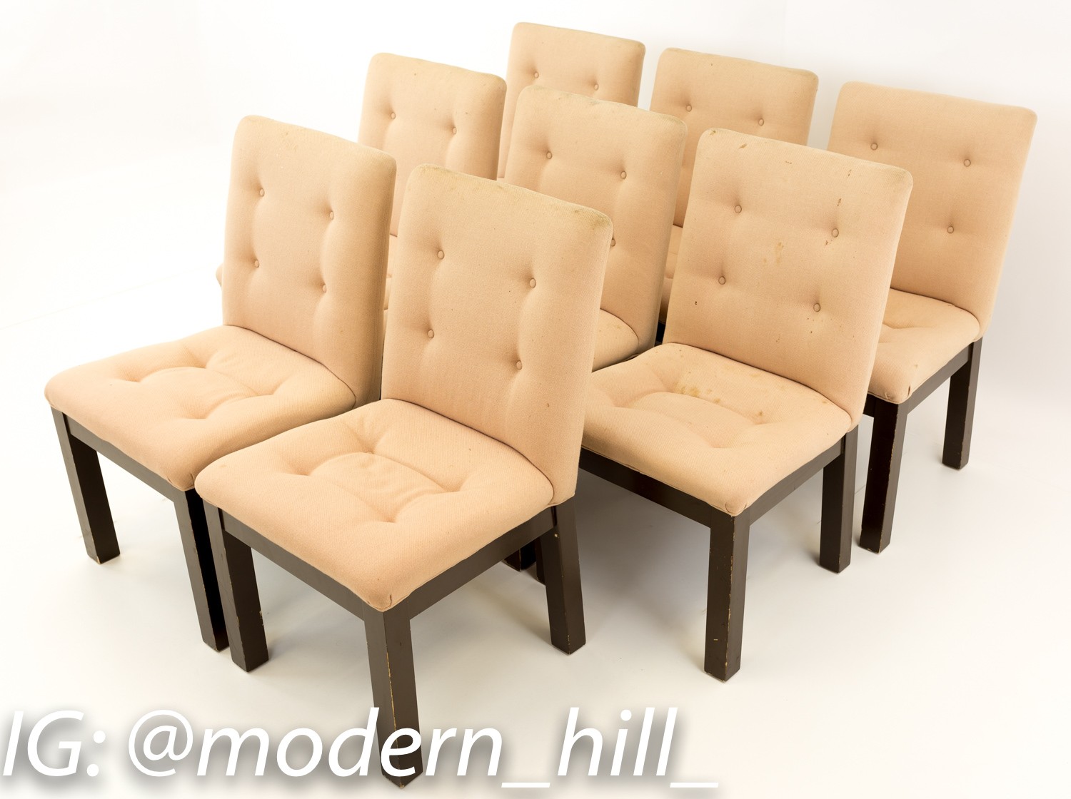 Mid Century 1970s Upholstered Dining Chairs Set of 8