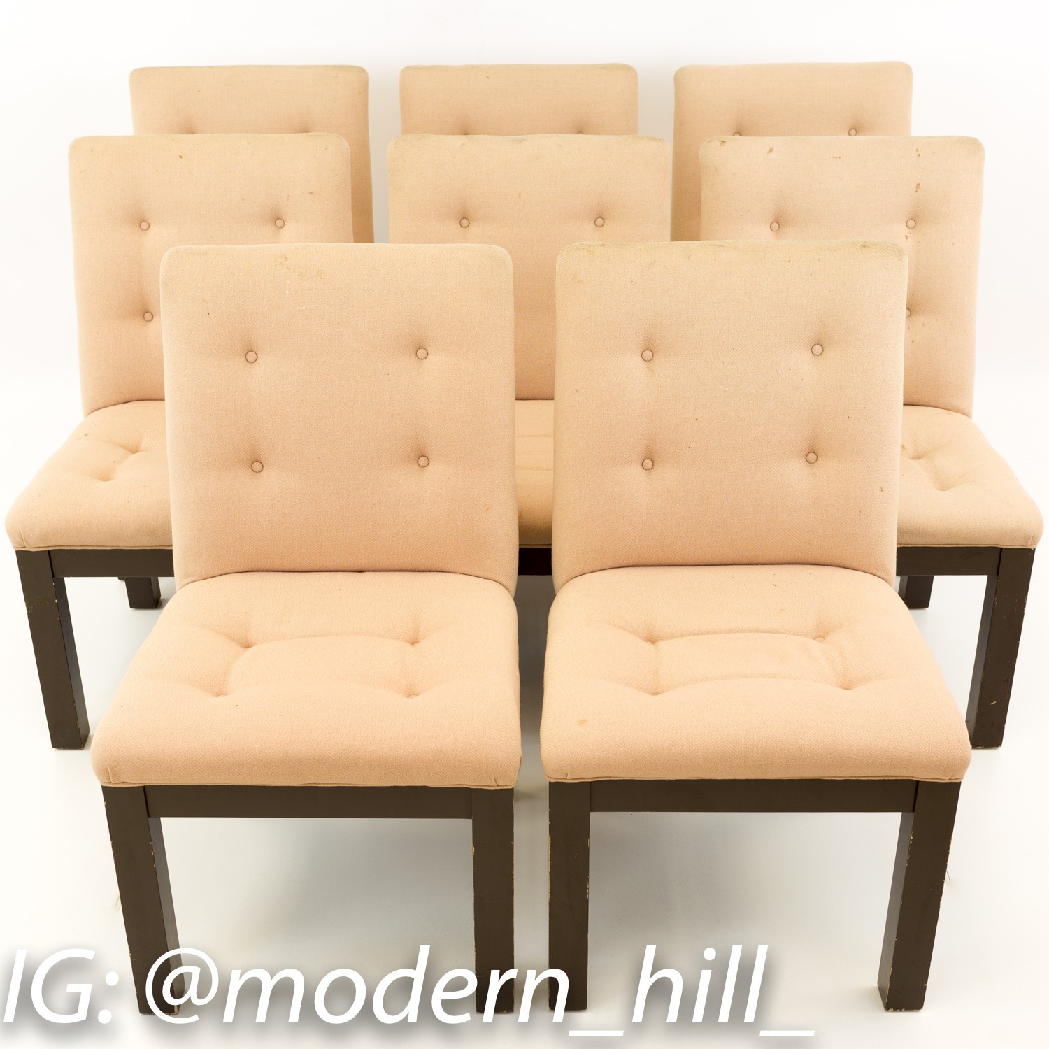 Mid Century 1970s Upholstered Dining Chairs Set of 8