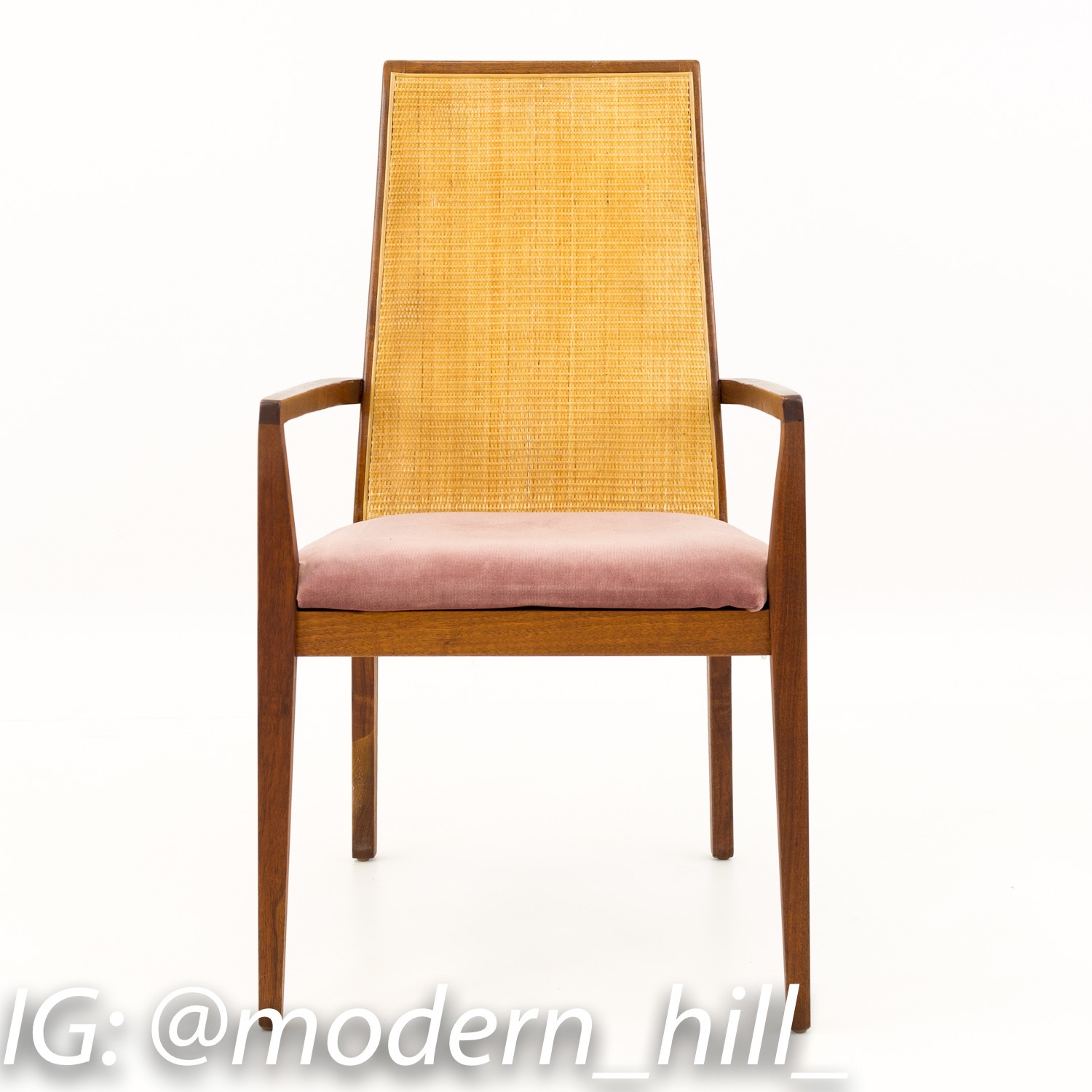 Merton Gershun for Dillingham Esprit Mid Century Caned Dining Chairs Set of 6