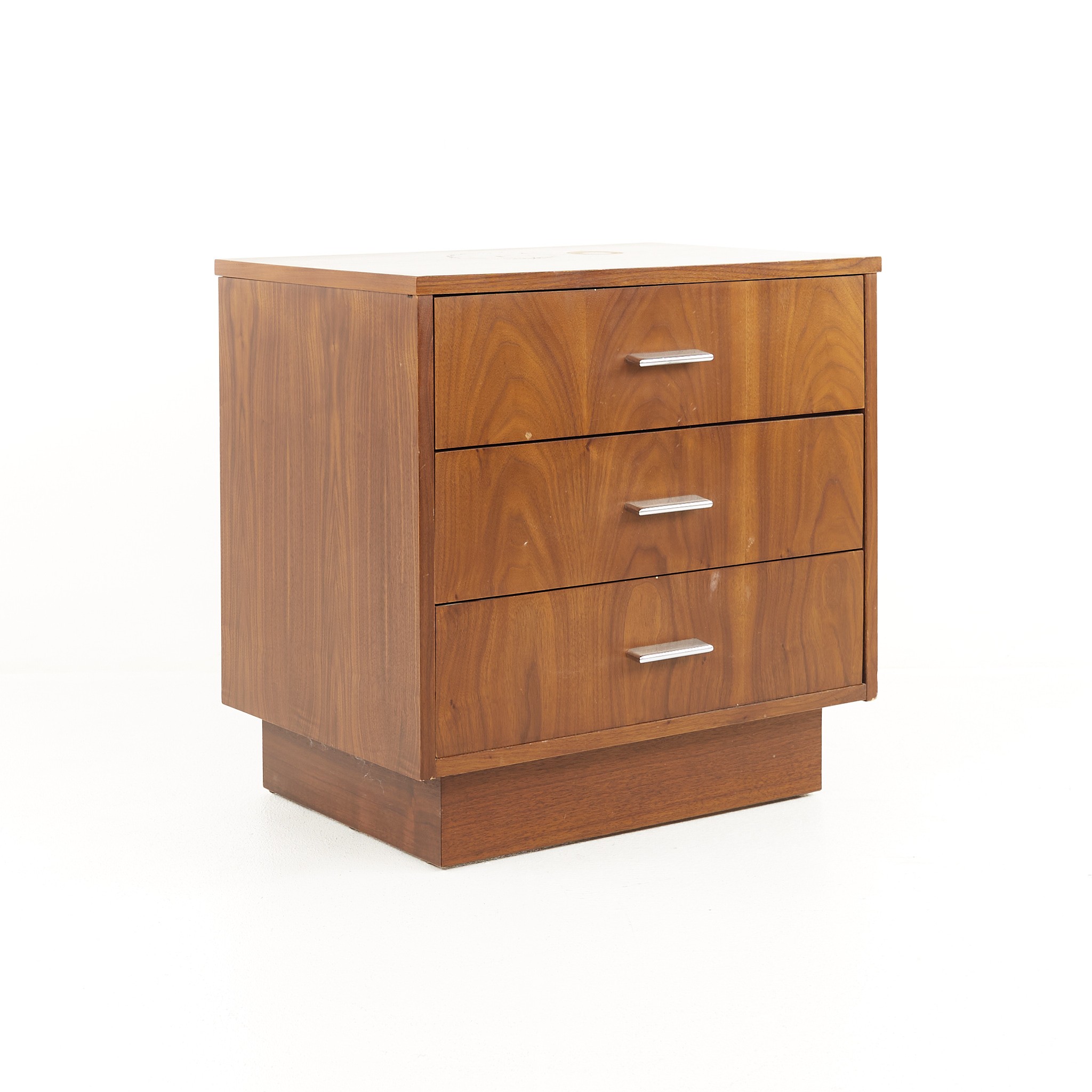 Dixie Mid Century Walnut and Chrome End Table Nightstand