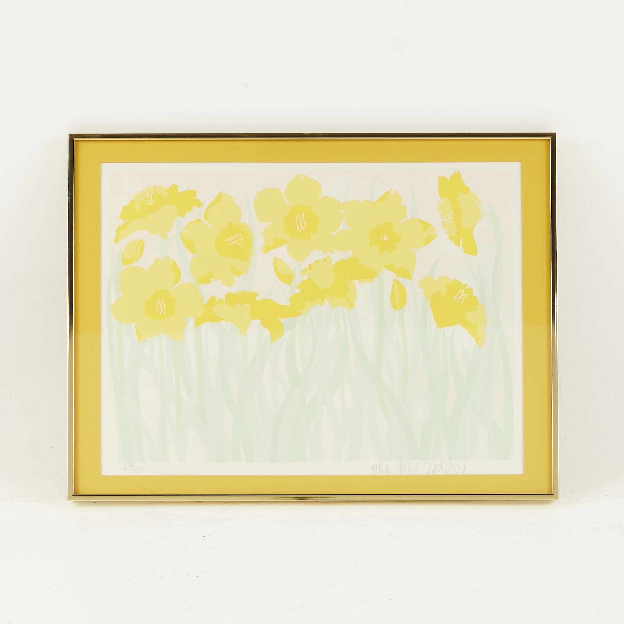 Janice Garnon Mitchell Mid Century Screen Print of Yellow Day Lilies