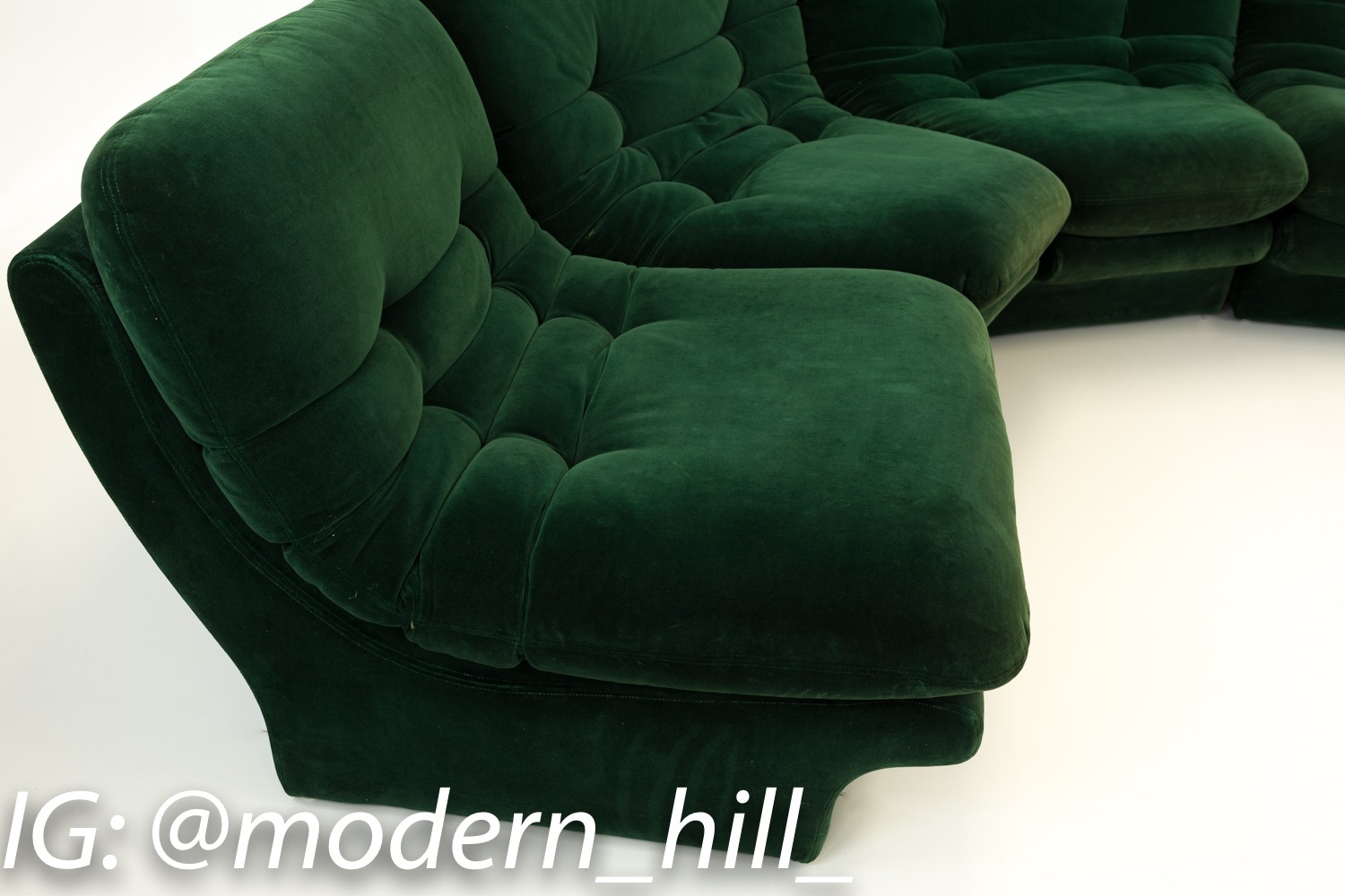 Vladimir Kagan for Preview Hunter Green Velvet Mid Century Modern Sectional Sofa
