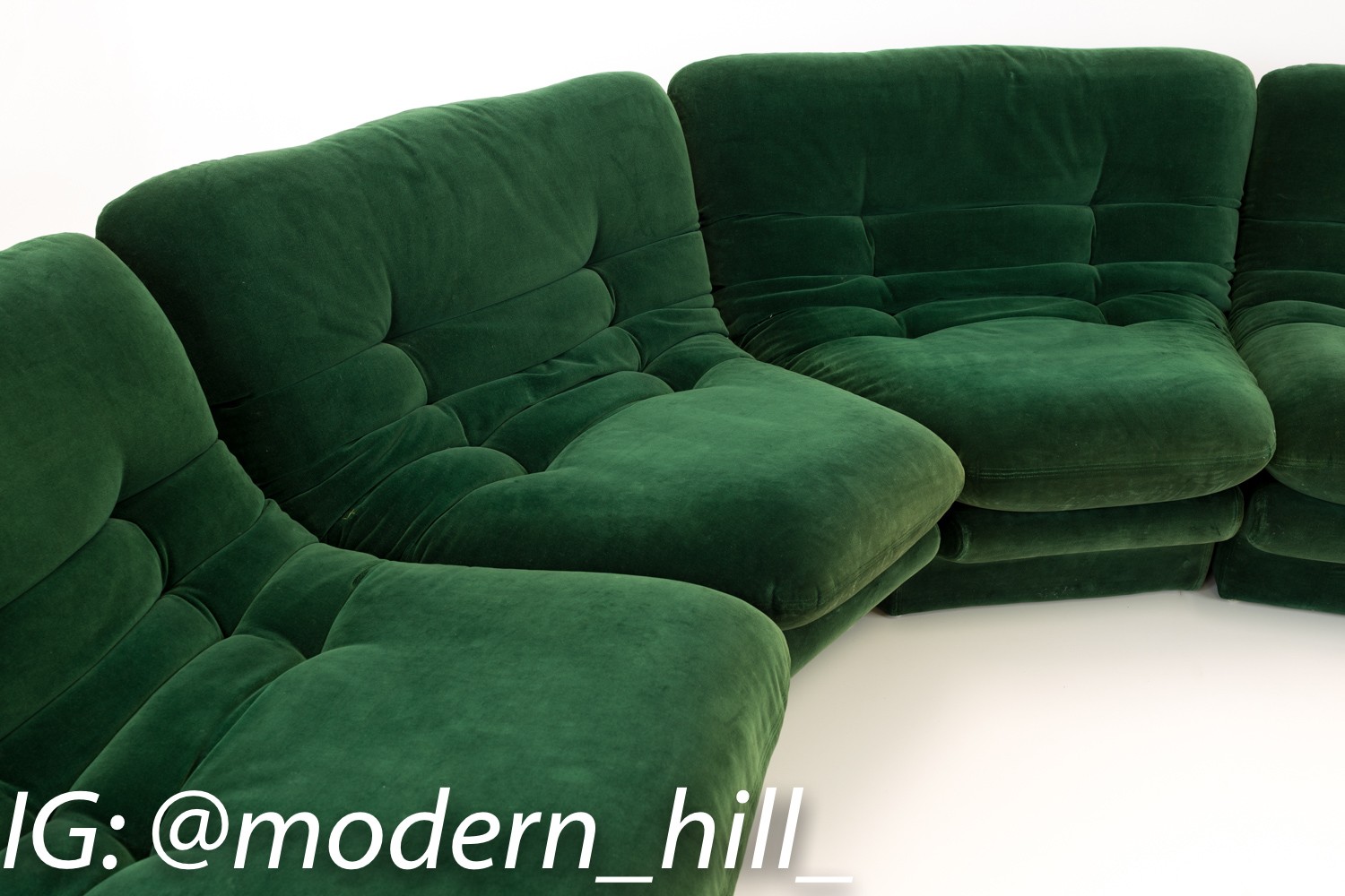 Vladimir Kagan for Preview Hunter Green Velvet Mid Century Modern Sectional Sofa