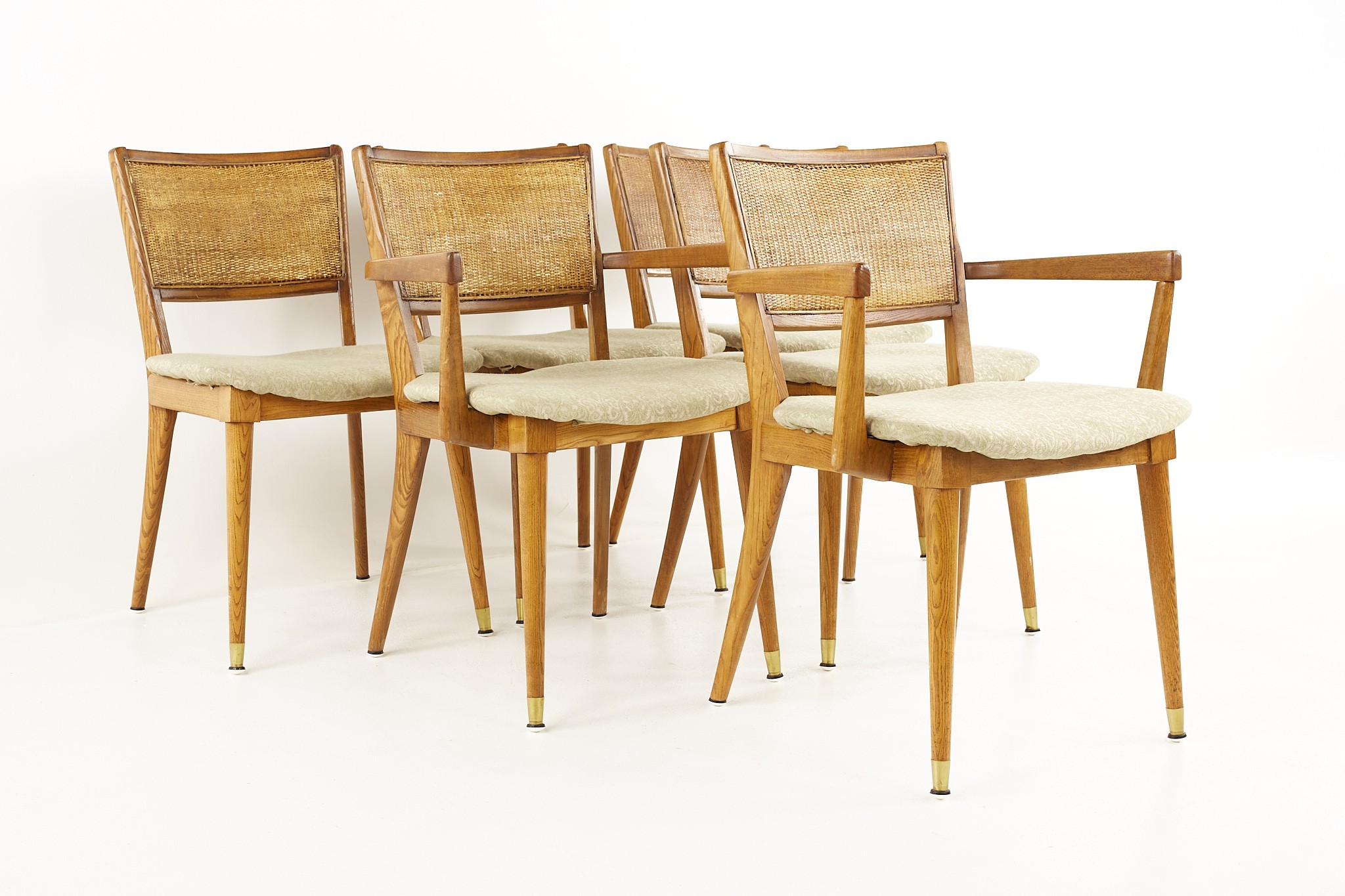 Greta Grossman for Glen of California Mid Century Caned Dining Chairs - Set of 6