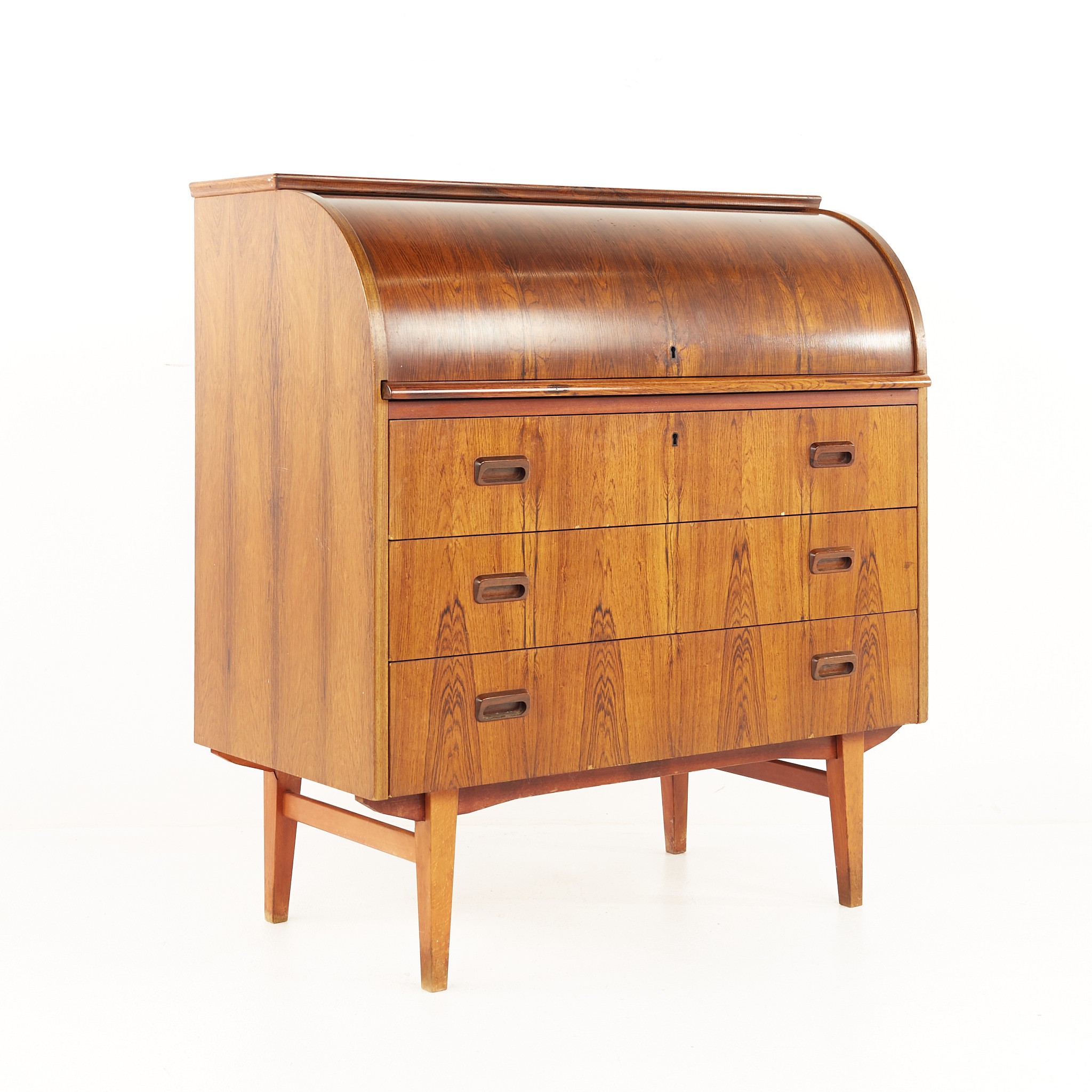 Bernhardt Peterson Danish Style Mid Century Rosewood Roll Top Desk