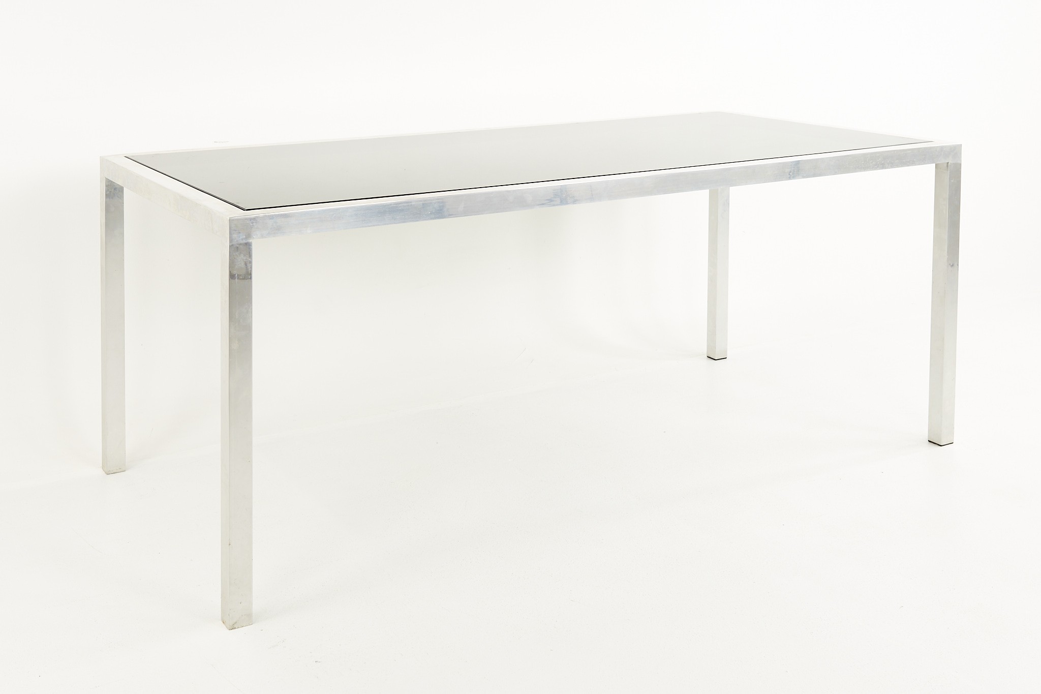Milo Baughman Style Mid Century Chrome Expanding Dining Table