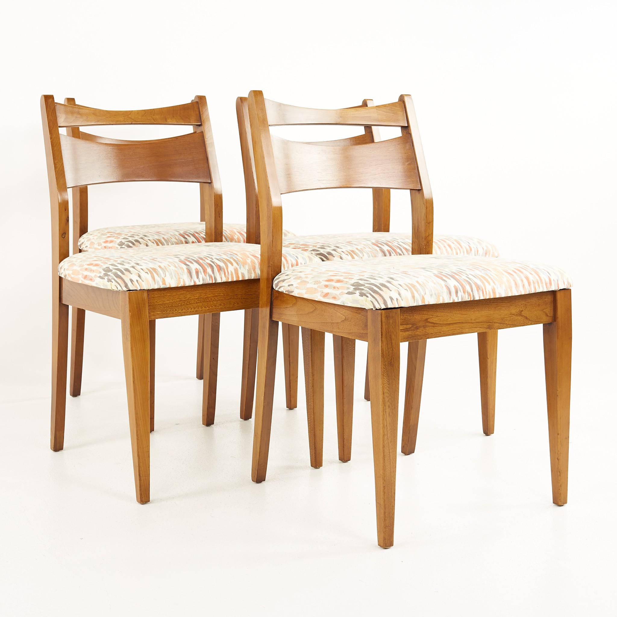 Kent Coffey Style Mid Century Walnut Dining Chairs - Set of 4