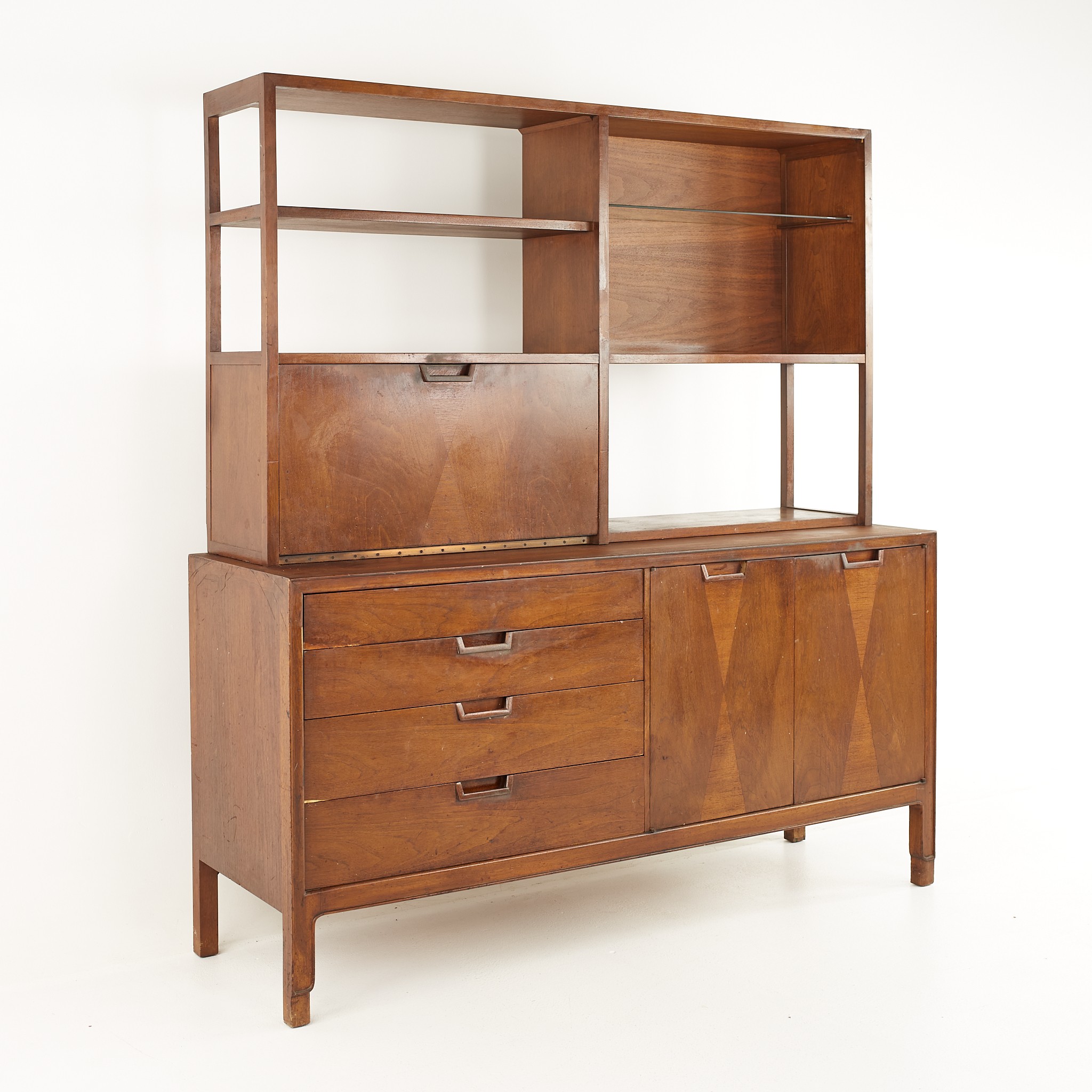 Mount Airy Mid Century Walnut Buffet with Hutch