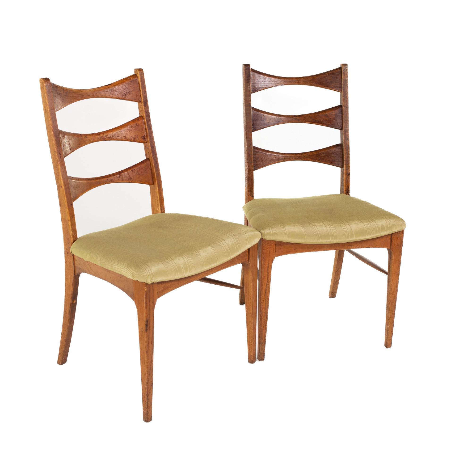 Heywood Wakefield Style Mid Century Ladder Back Chairs - Pair