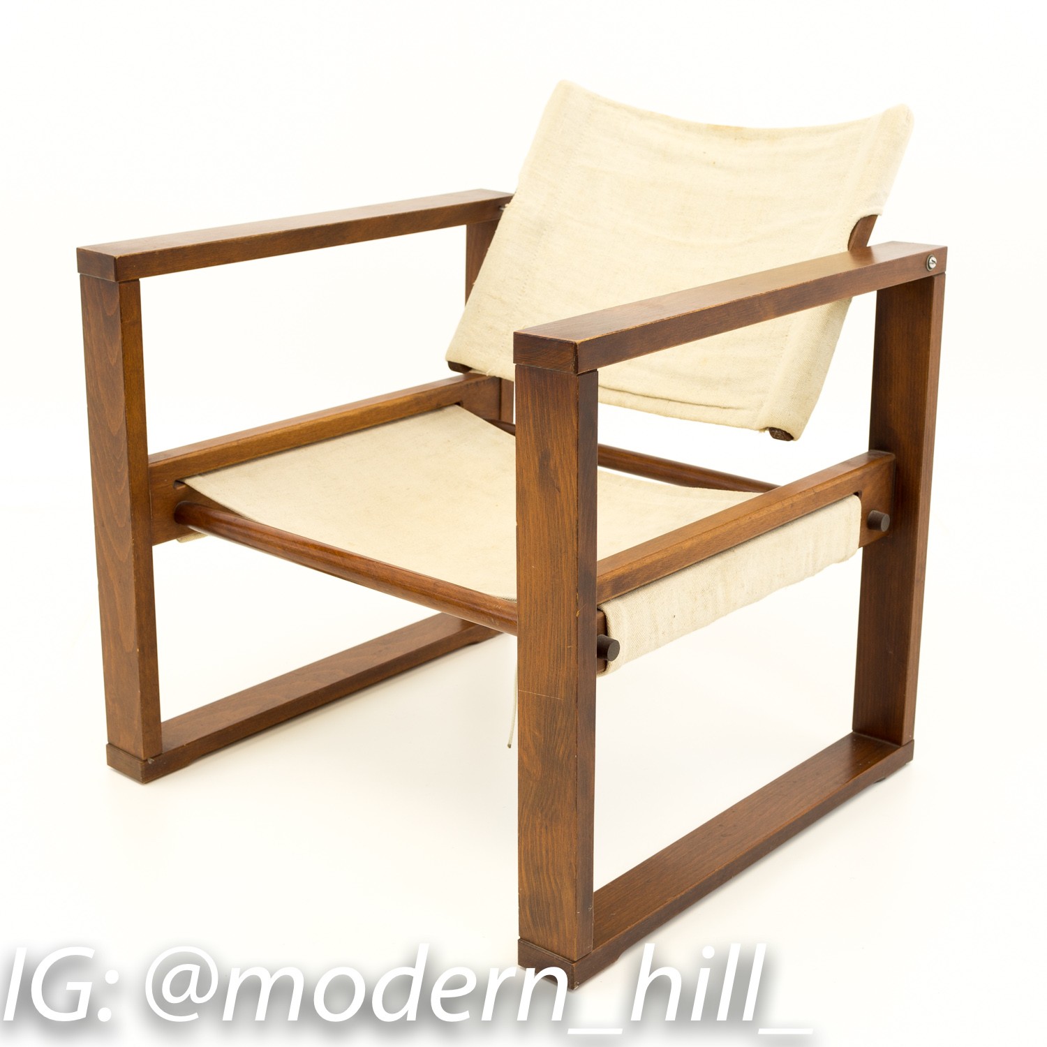Mid Century Modern Swivel Back Sling Lounge Chairs