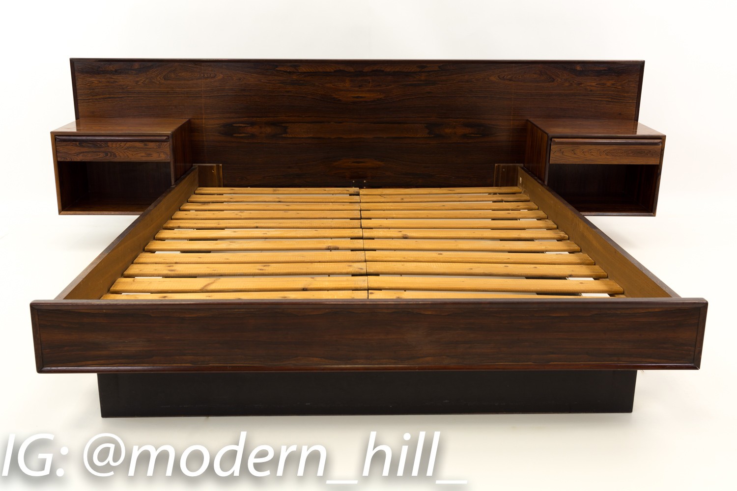 Images | Mid Century Modern Furniture - Mid Century Furniture Chicago Westnofa Danish Rosewood Floating Queen Headboard and Nightstands with Queen Platform Bed