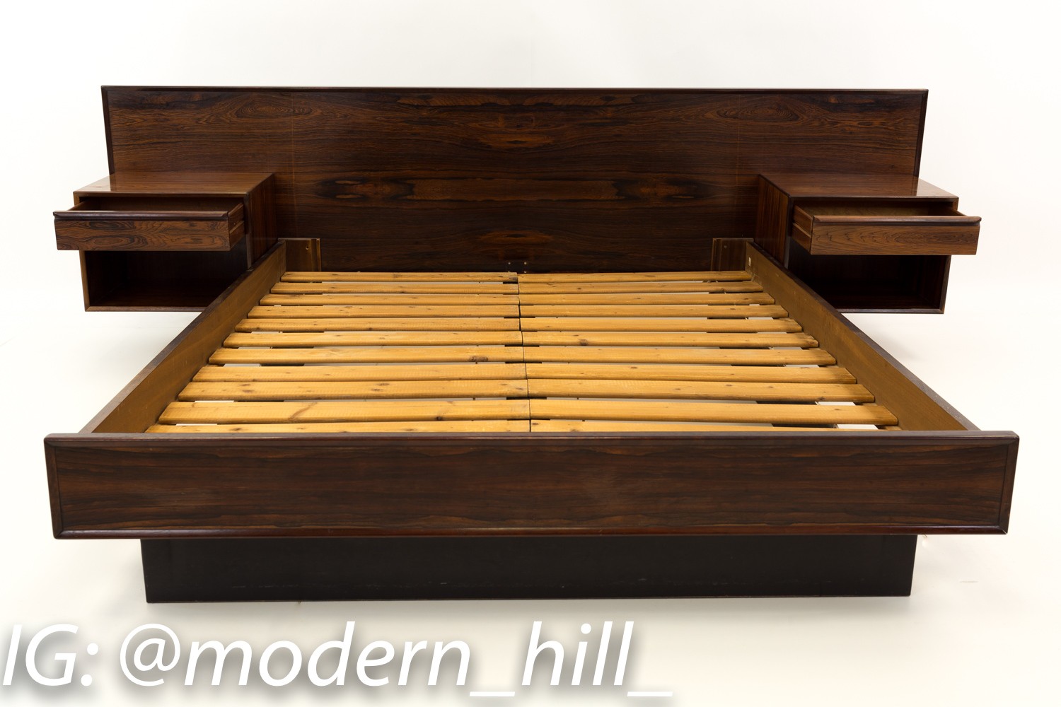 Images | Mid Century Modern Furniture - Mid Century Furniture Chicago Westnofa Danish Rosewood Floating Queen Headboard and Nightstands with Queen Platform Bed