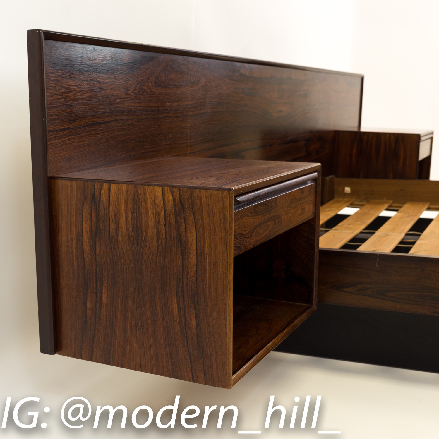 Images | Mid Century Modern Furniture - Mid Century Furniture Chicago Westnofa Danish Rosewood Floating Queen Headboard and Nightstands with Queen Platform Bed