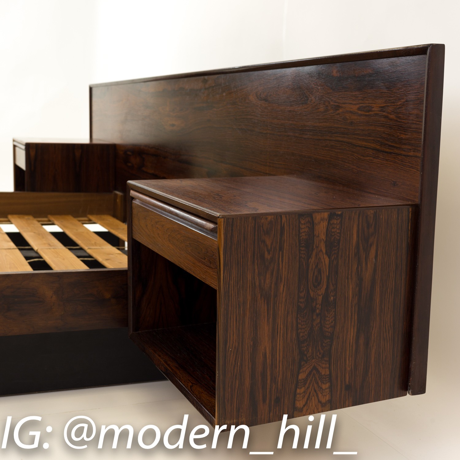 Images | Mid Century Modern Furniture - Mid Century Furniture Chicago Westnofa Danish Rosewood Floating Queen Headboard and Nightstands with Queen Platform Bed