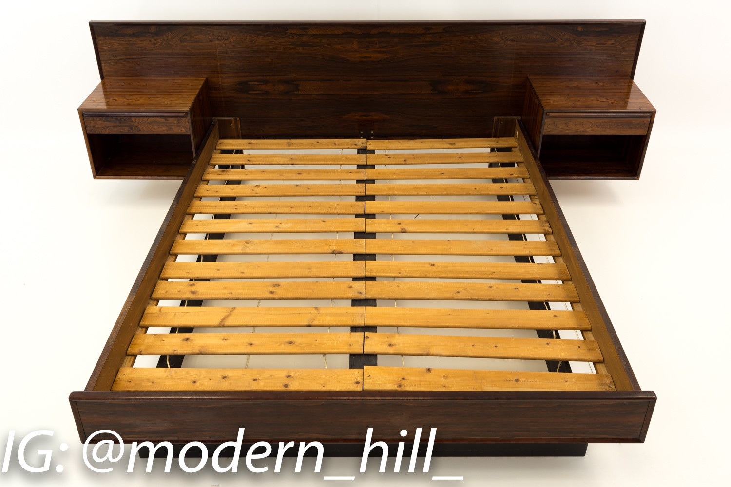 Images | Mid Century Modern Furniture - Mid Century Furniture Chicago Westnofa Danish Rosewood Floating Queen Headboard and Nightstands with Queen Platform Bed