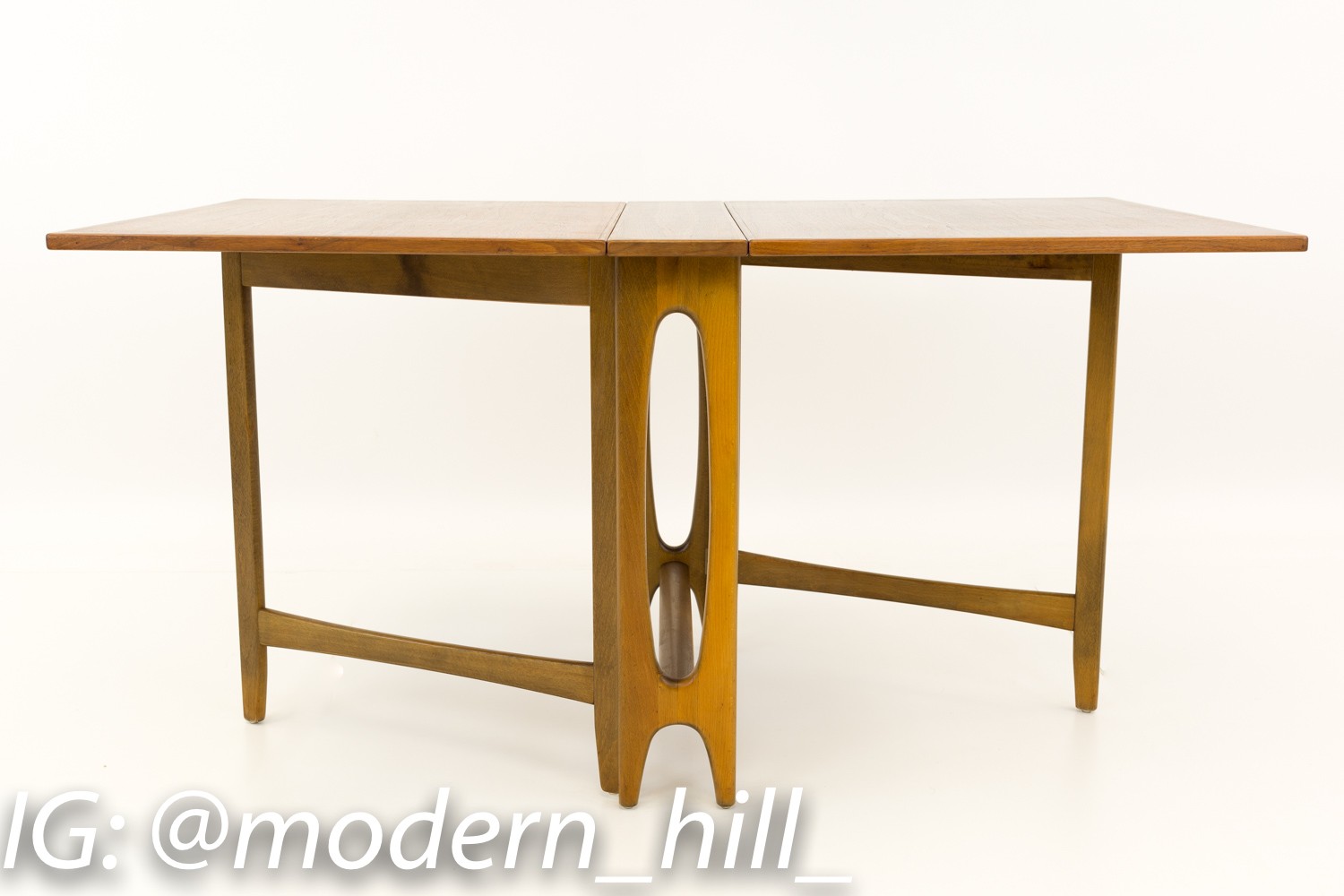 Bruno Mathsson Style Teak Drop Side Leaf Expanding Mid Century Dining Table
