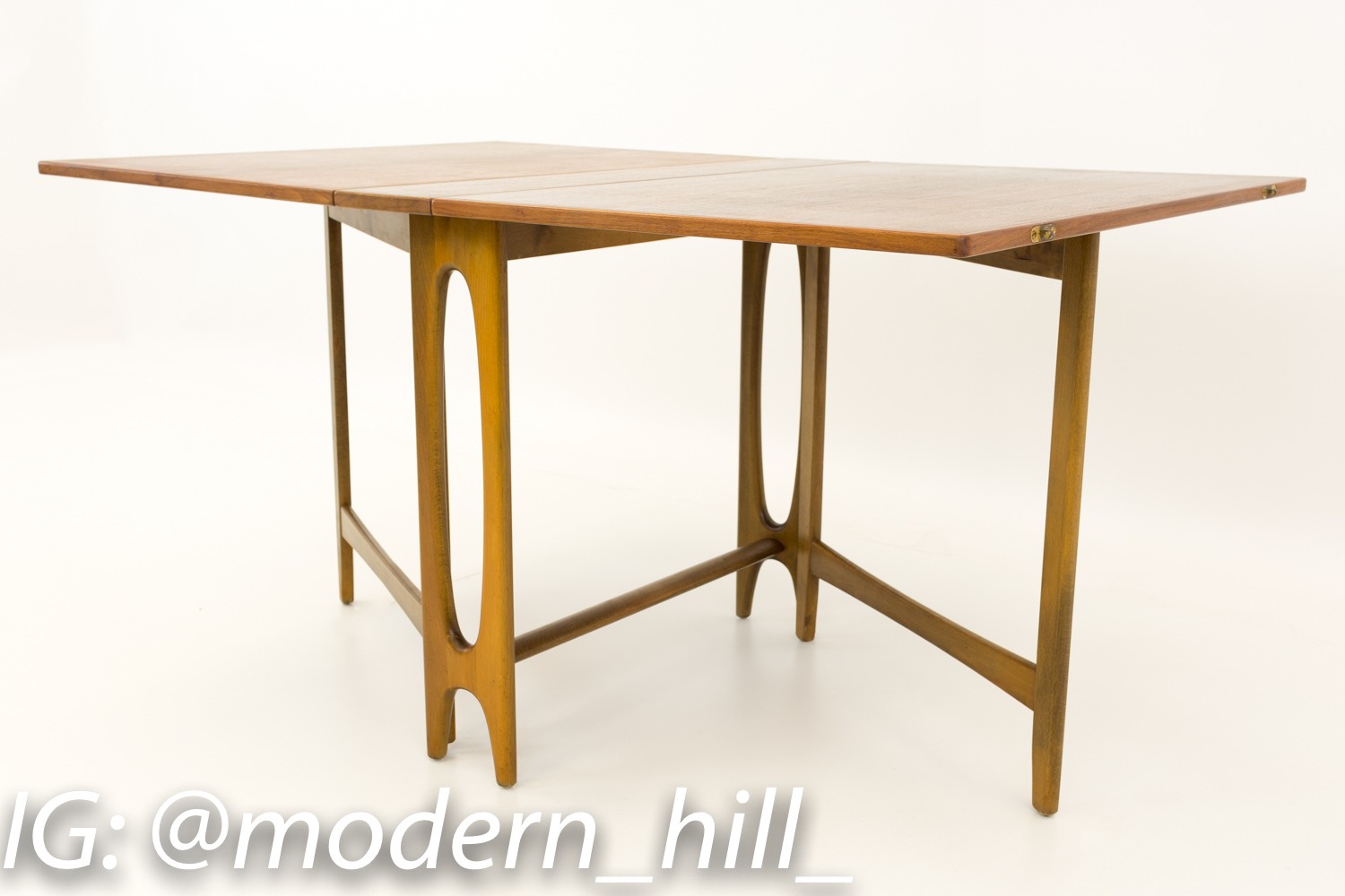 Bruno Mathsson Style Teak Drop Side Leaf Expanding Mid Century Dining Table