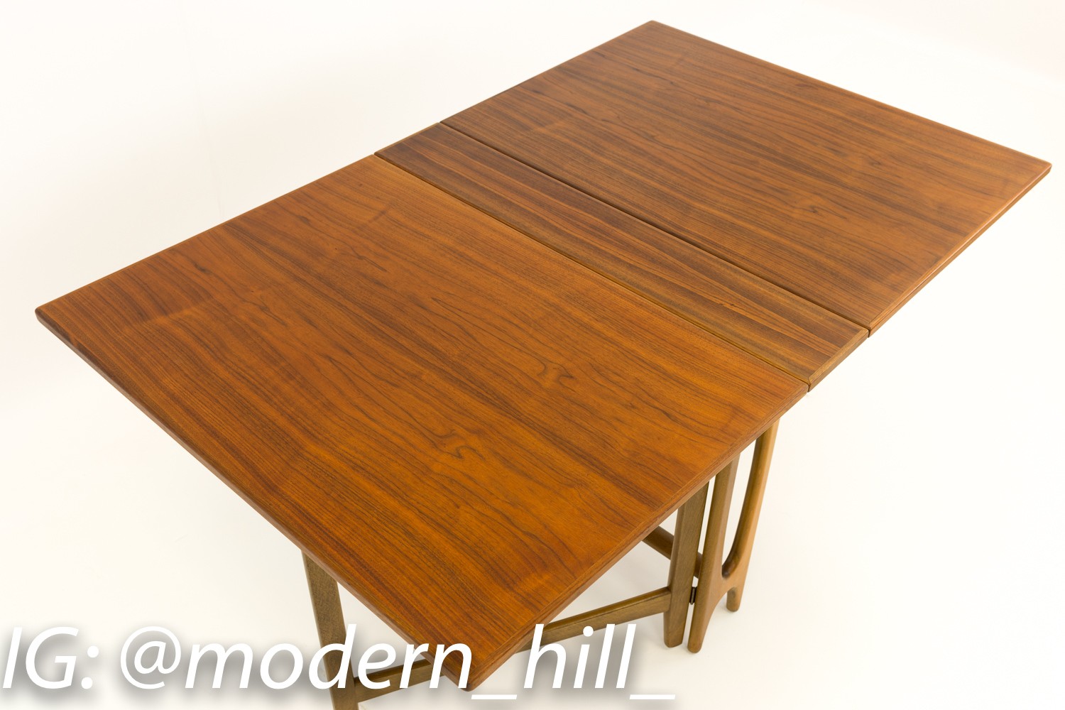 Bruno Mathsson Style Teak Drop Side Leaf Expanding Mid Century Dining Table