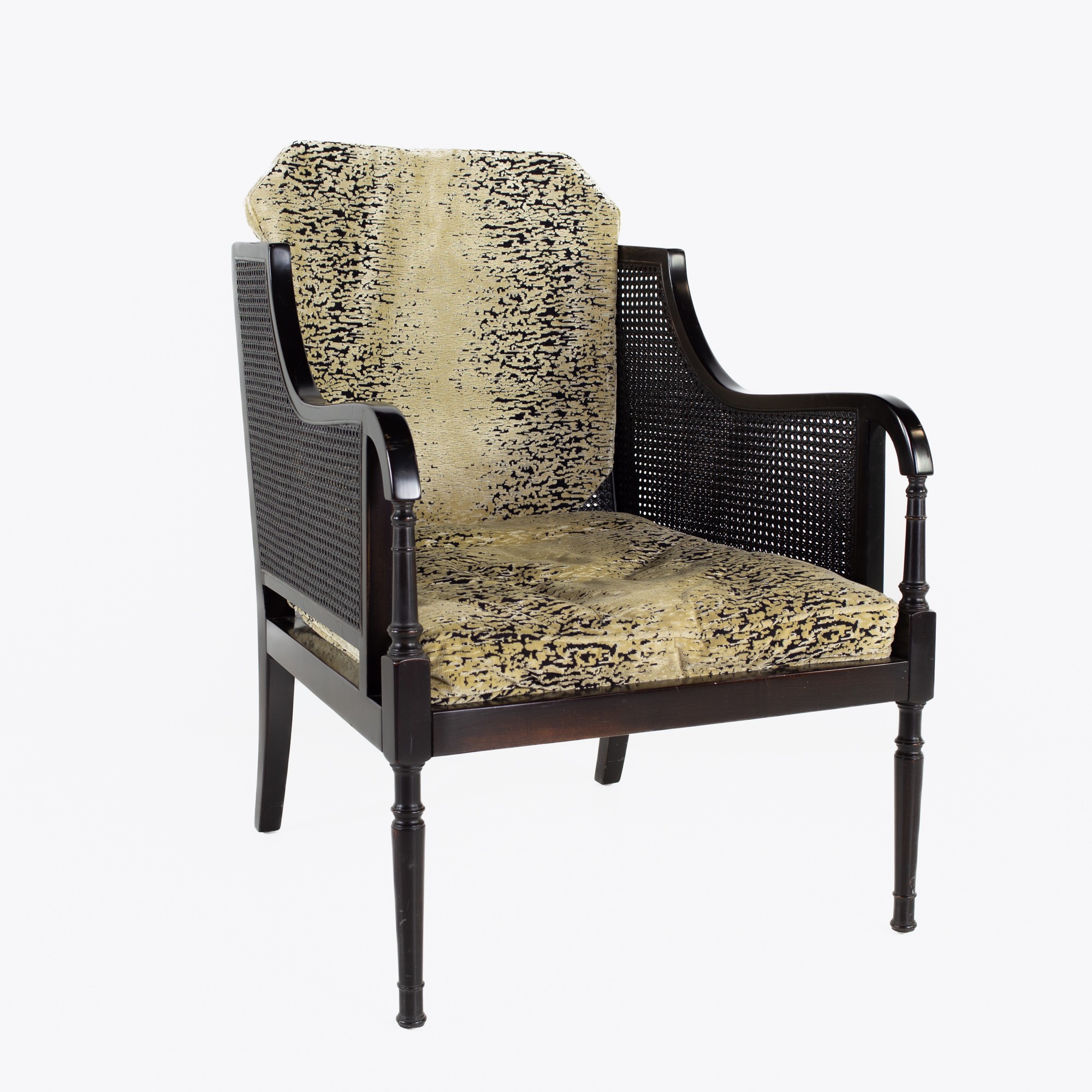 Swaim Mid Century Ebonized Cane Lounge Chair