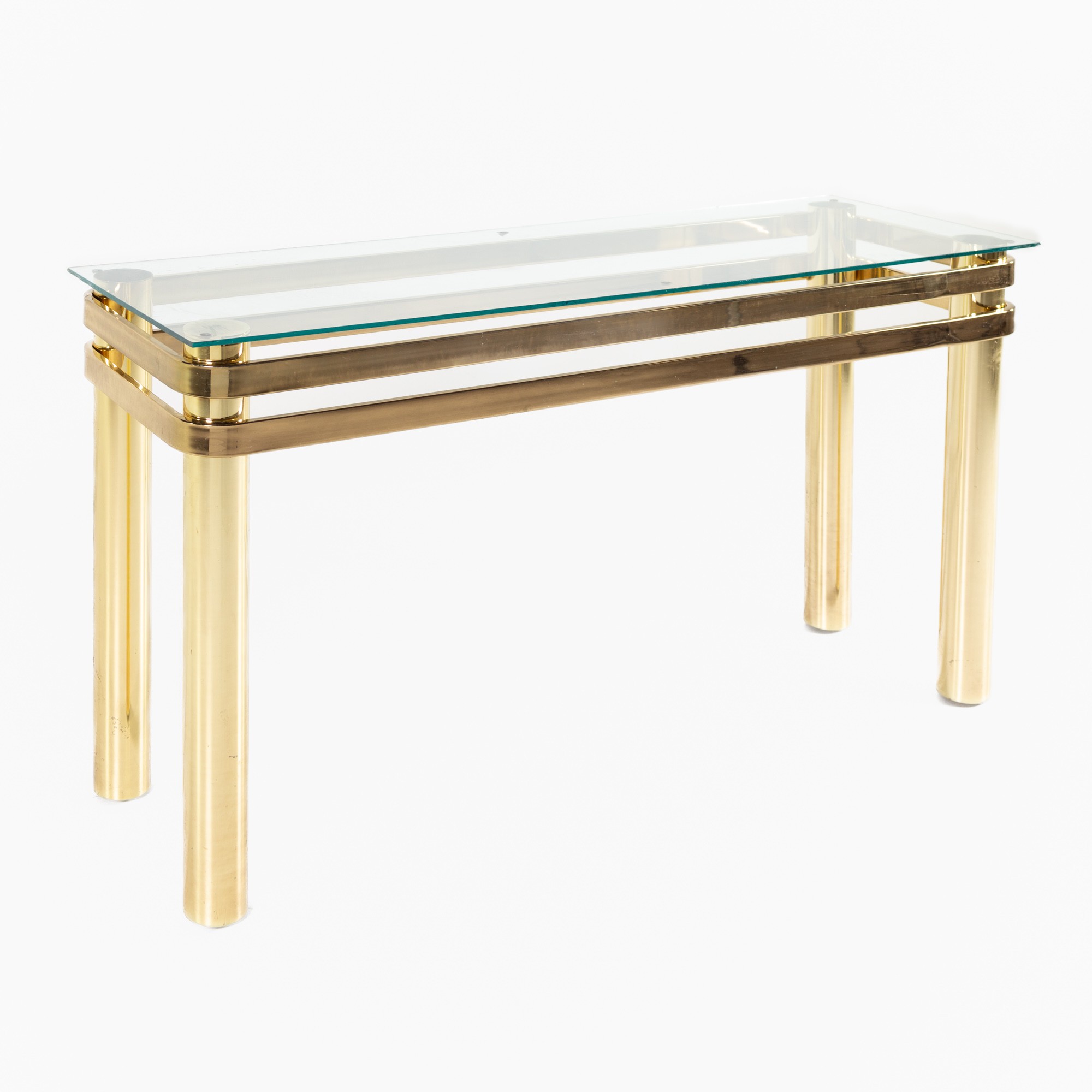 Milo Baughman Style Mid Century Brass Sofa Table
