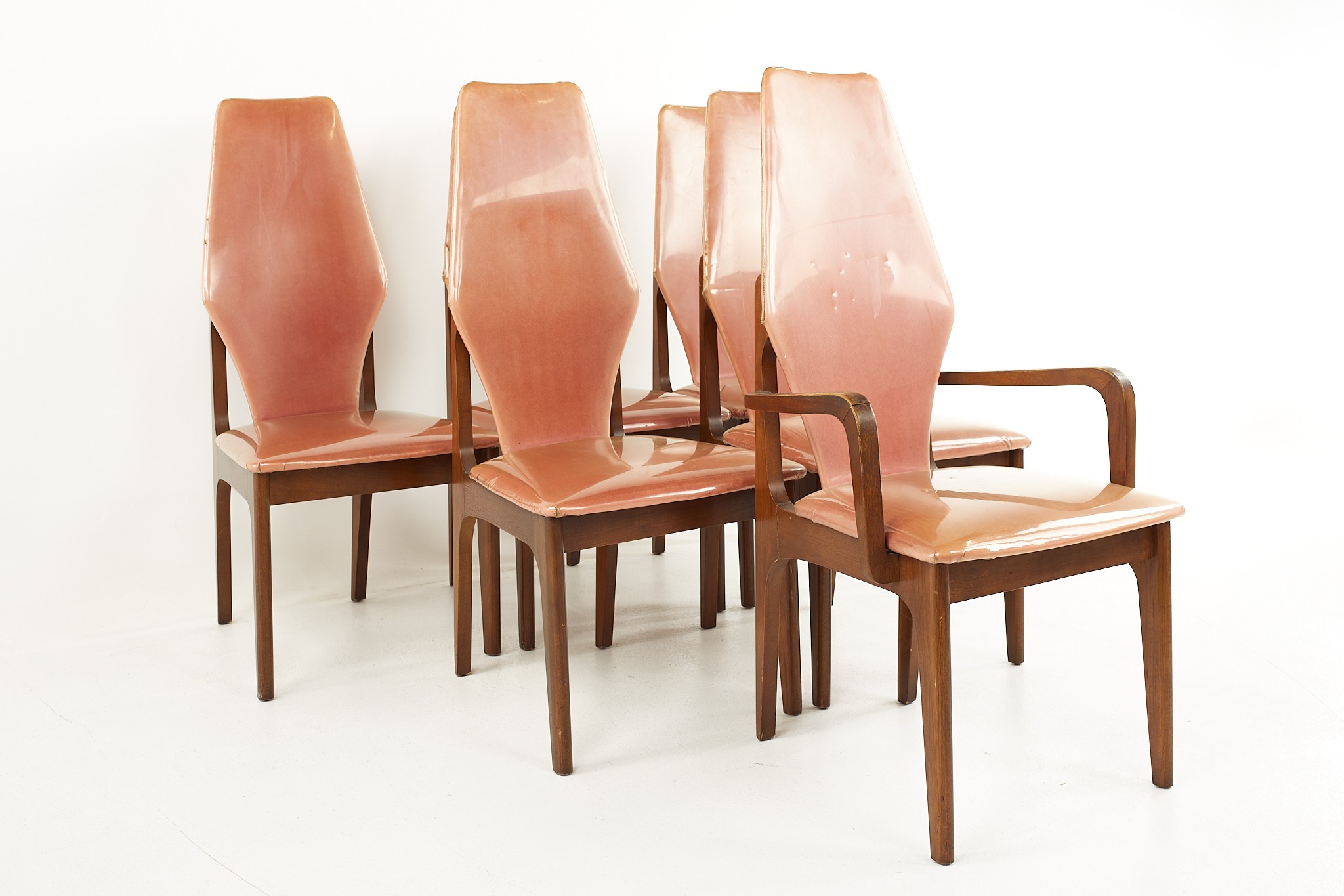 Adrian Pearsall Style Mid Century Walnut Dining Chairs - Set of 6