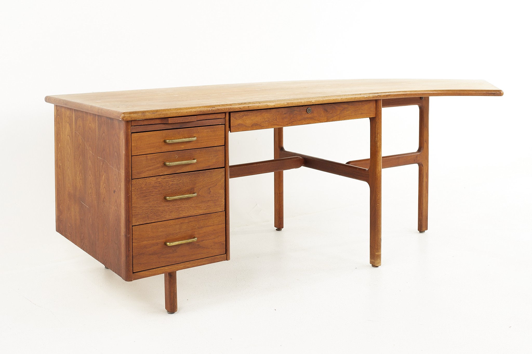 Standard Furniture Mid Century Walnut Boomerang Desk