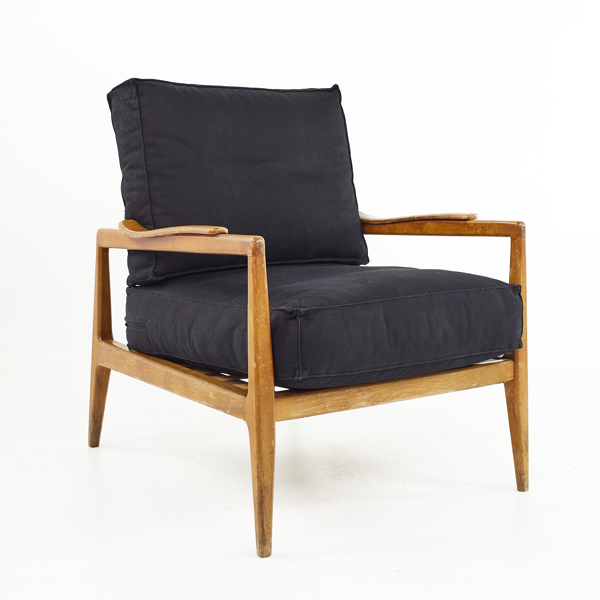 Edmond Spence Urban-aire Mid Century Walnut Lounge Chair with Black Upholstery