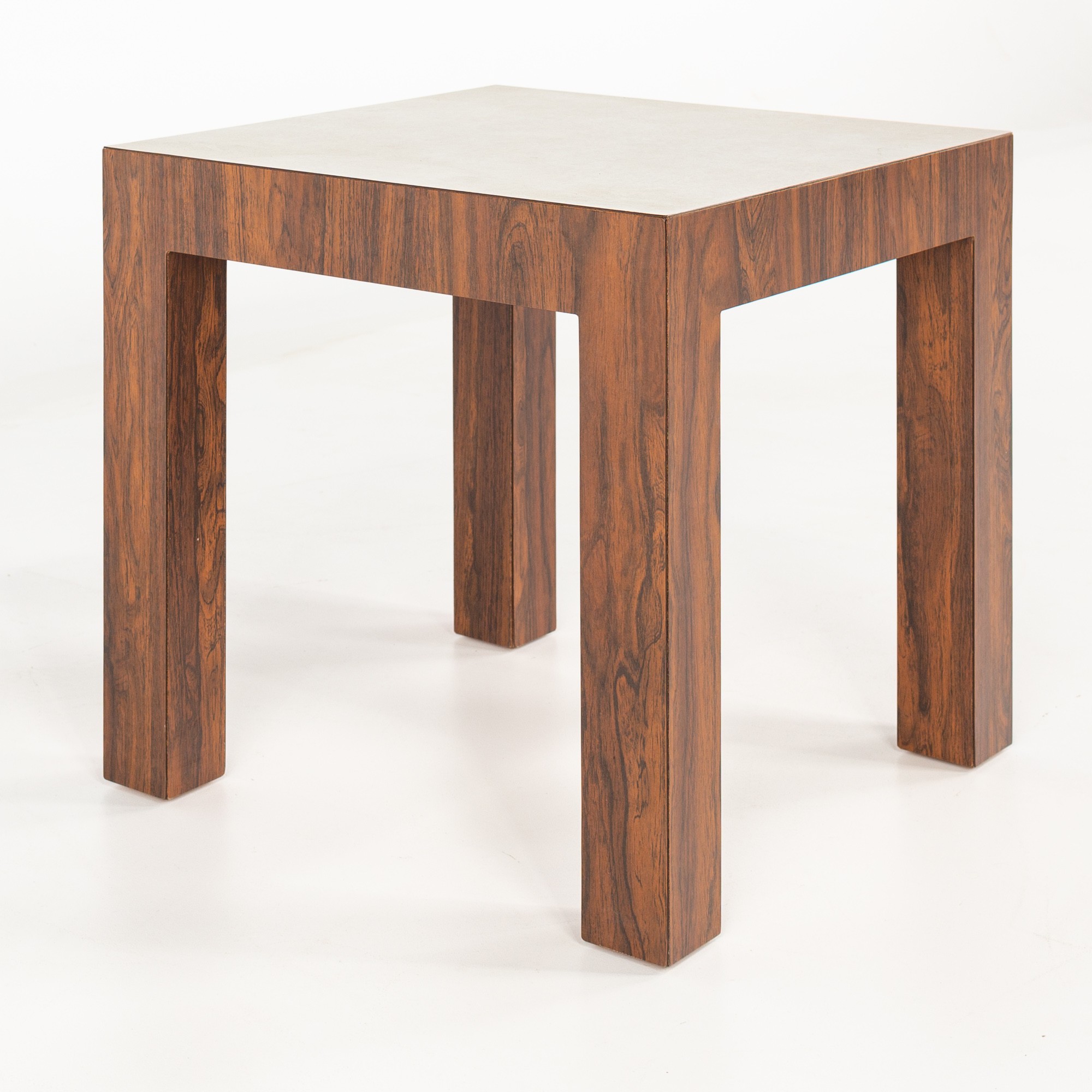 Milo Baughman Style Mid Century Rosewood and White Laminate Side Table