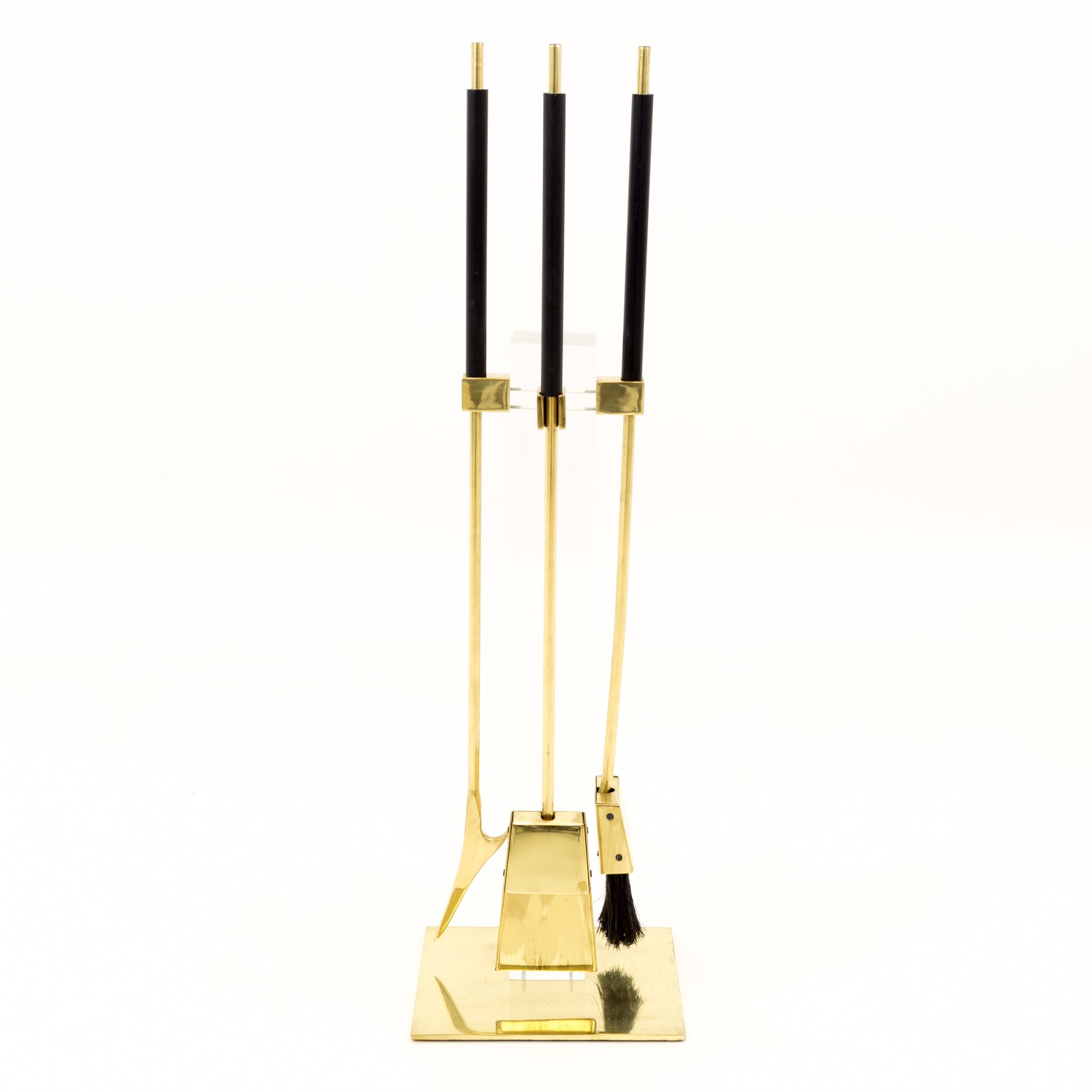 Alessandro Albrizzi Lucite and Brass Fireplace Tool Set