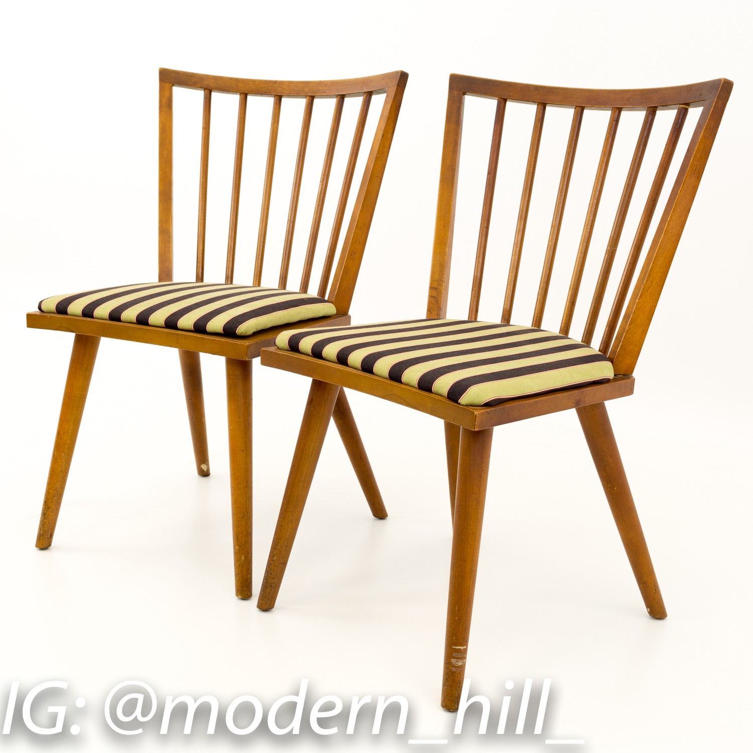 Leslie Diamond for Conant Ball Mid Century Modern Windsor Dining Chairs