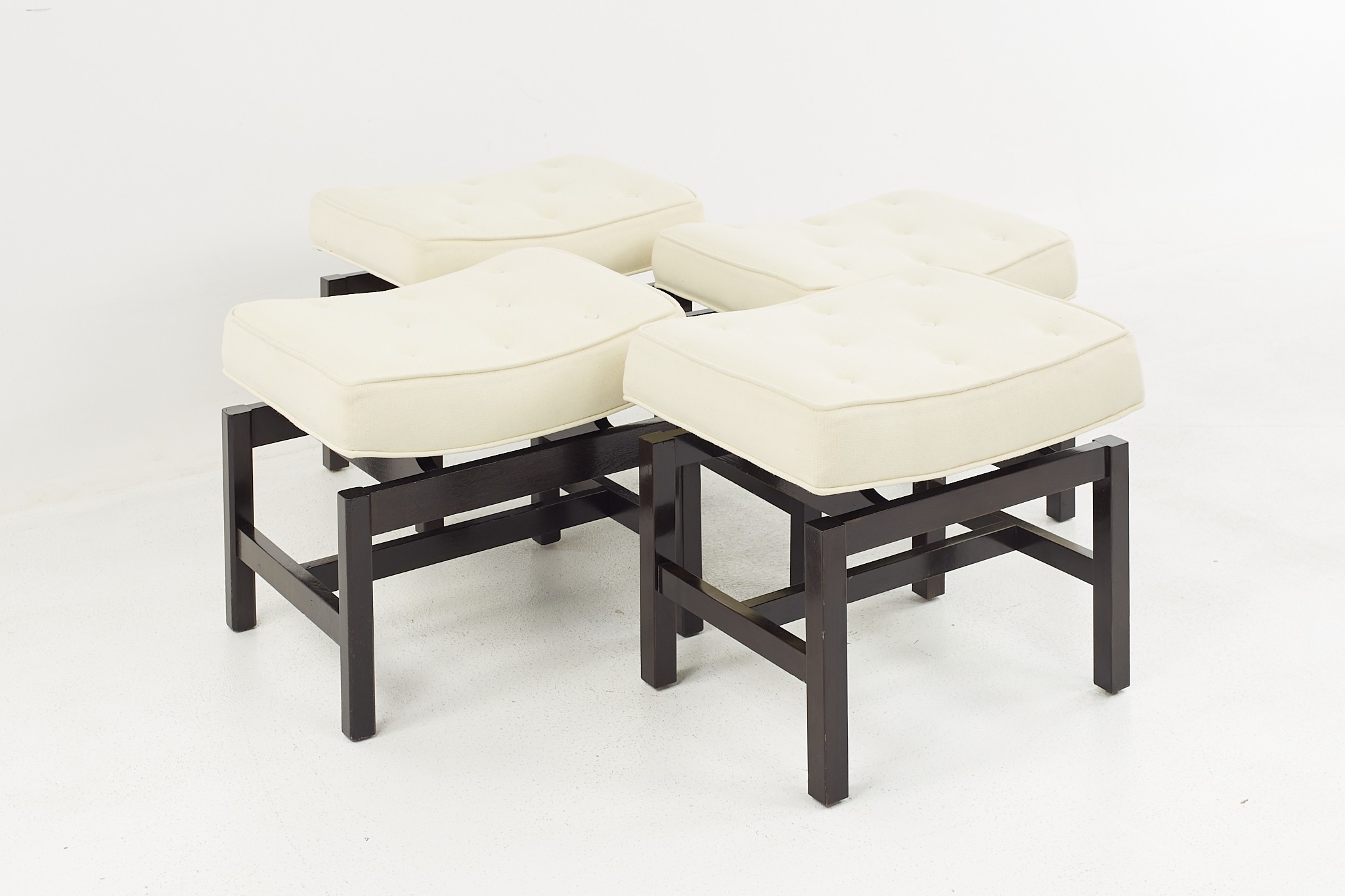 Jens Risom Mid Century Walnut Stools - Set of 4