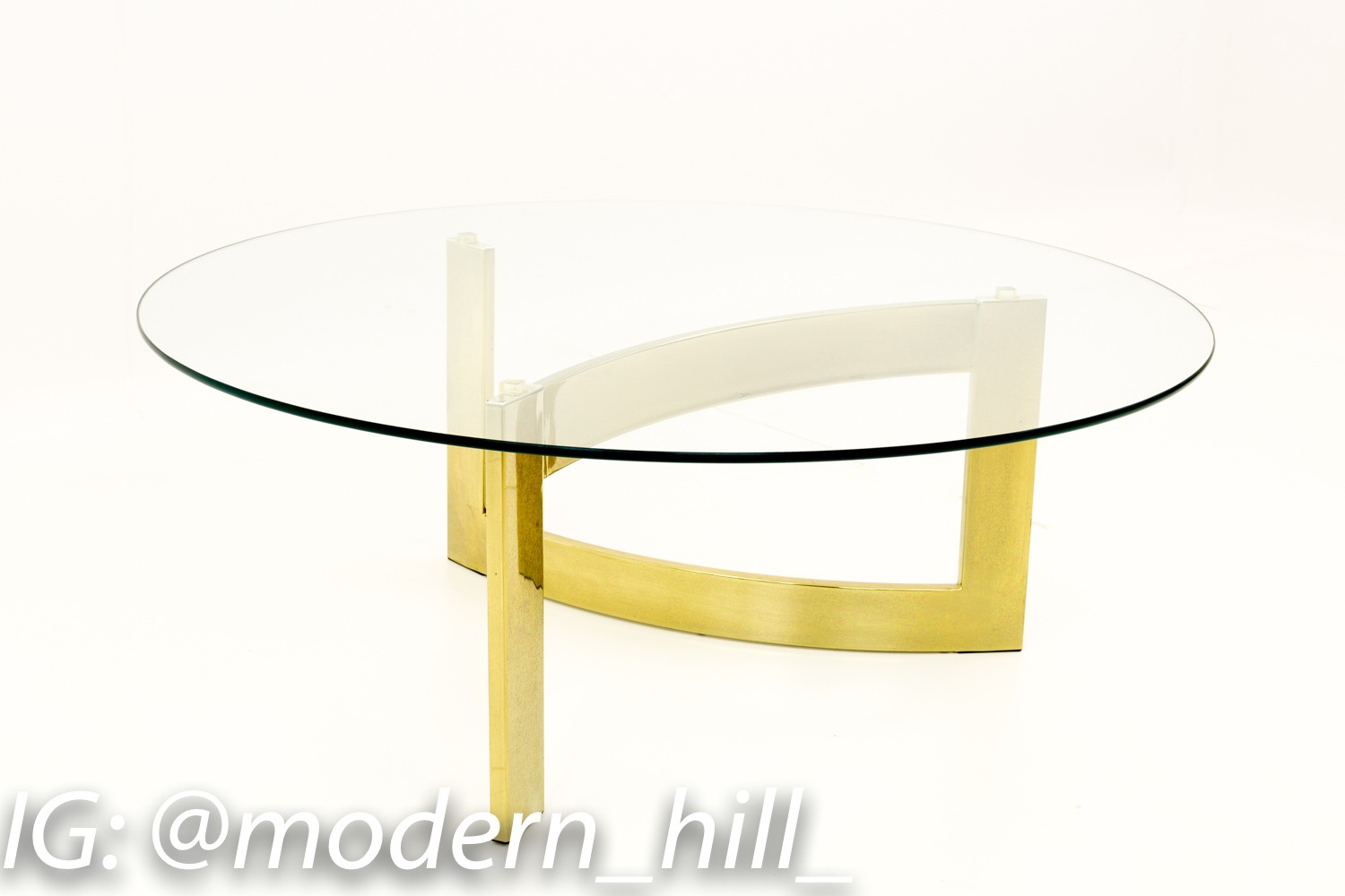 Milo Baughman Style Mid Century Modern Brass and Glass Coffee Table