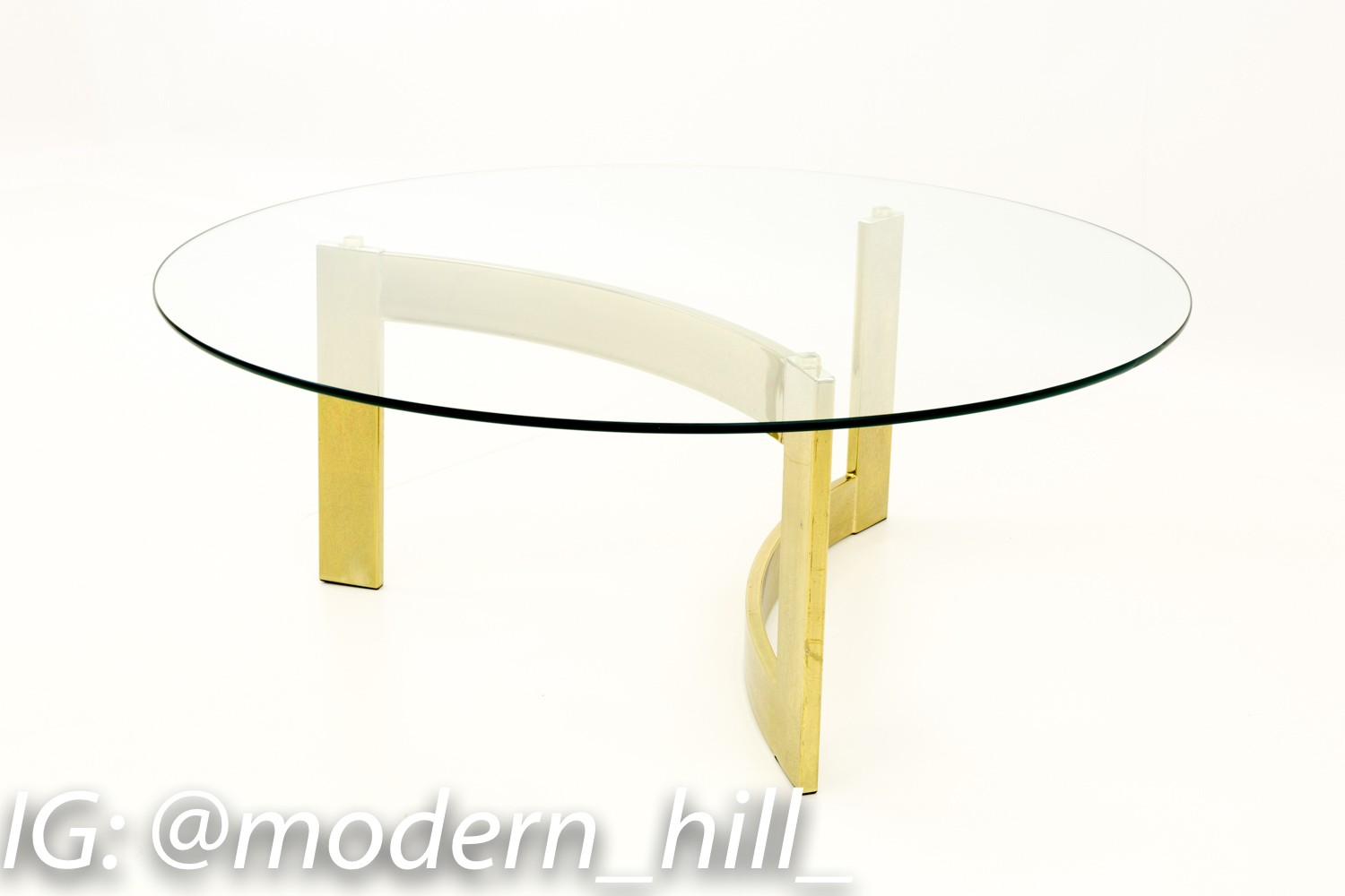 Milo Baughman Style Mid Century Modern Brass and Glass Coffee Table