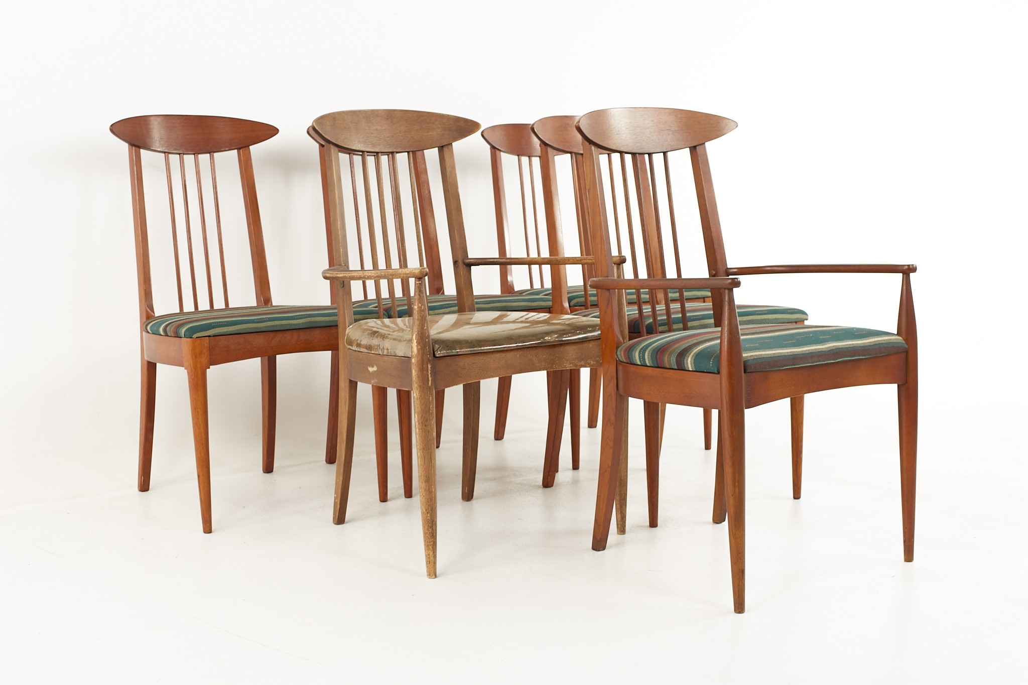 Broyhill Sculptra Brutalist Mid Century Cats Eye Dining Chairs - Set of 6