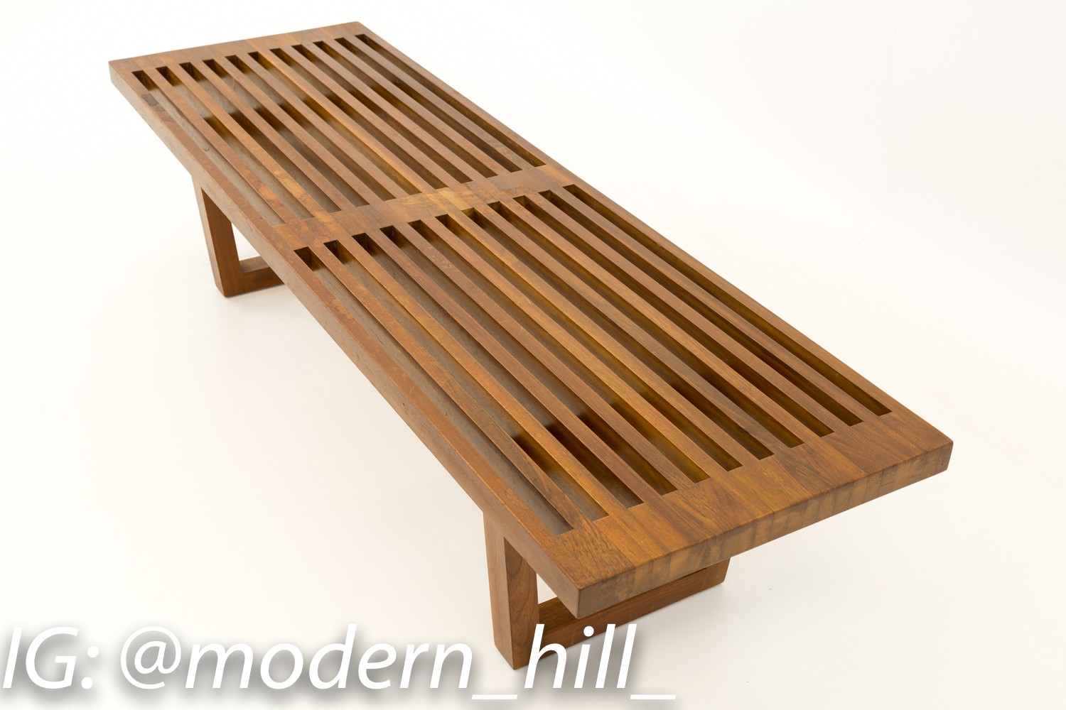George Nelson Style Mid Century Modern Slat Bench