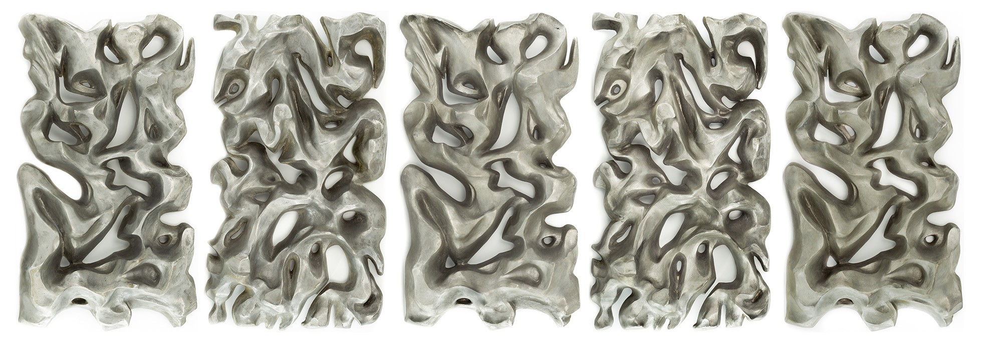 Metal Abstract Mid Century Wall Sculptures - Set of 5