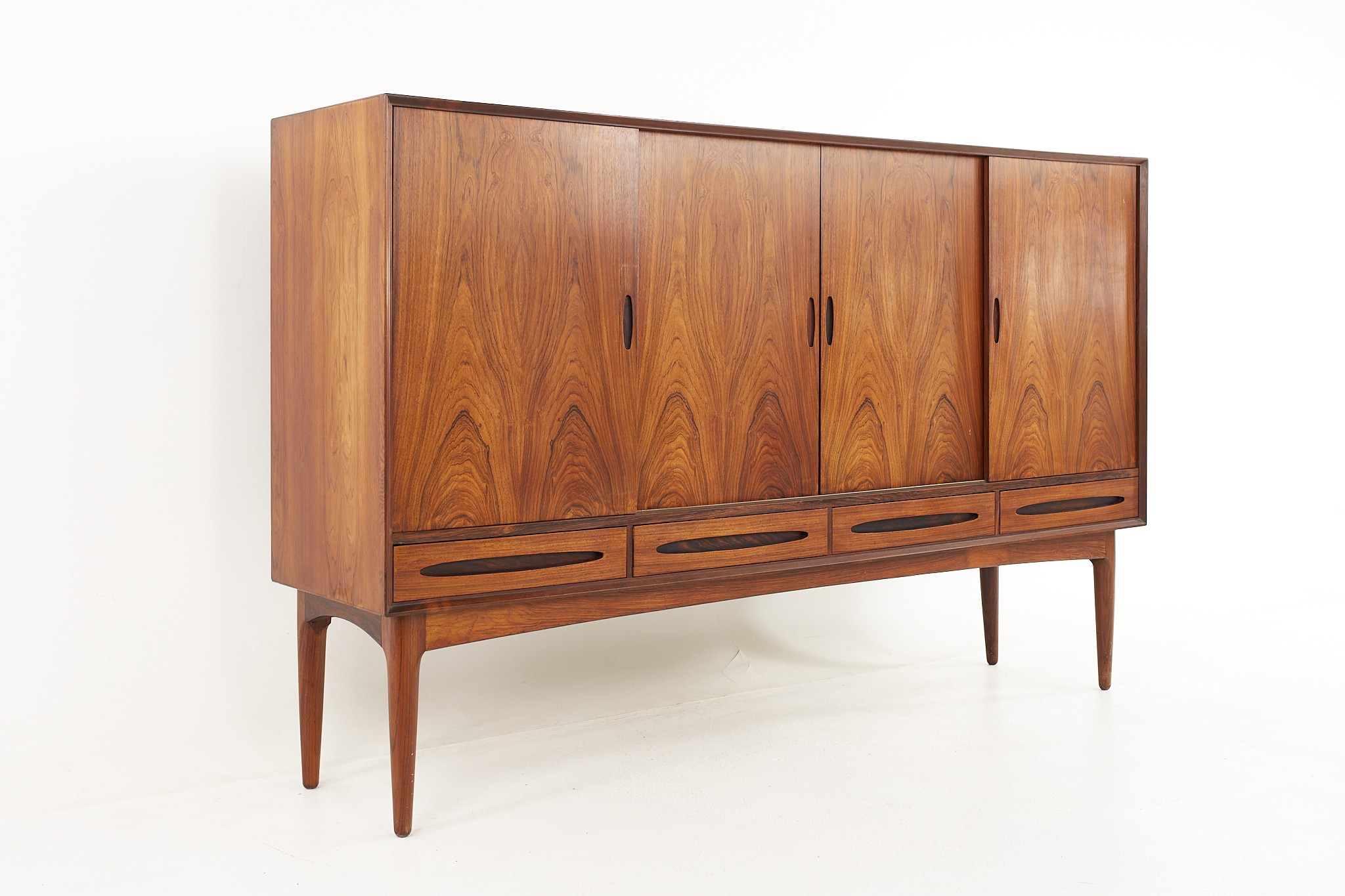 Mid Century Tall Rosewood Credenza and Bar