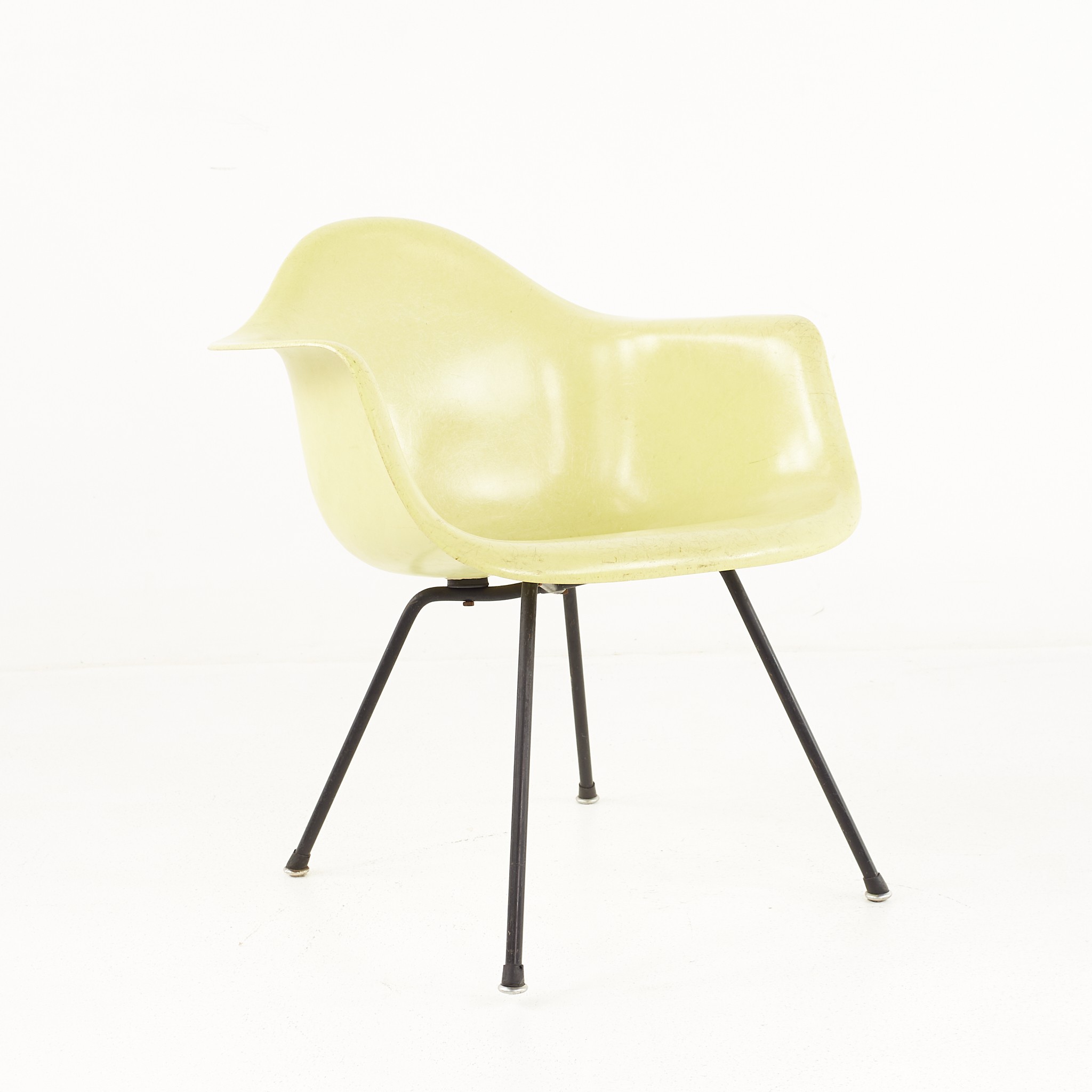 Early Charles and Ray Eames for Herman Miller Mid Century Yellow Fiberglass Shell Arm Chair